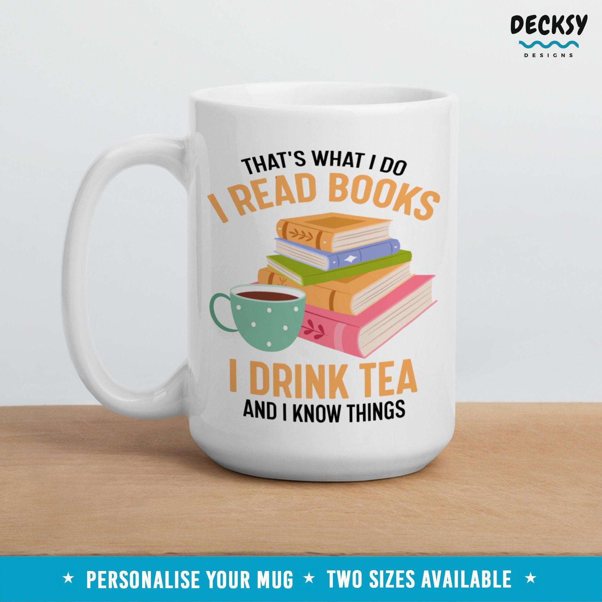 Book Lover Mug, Personalised Reading Gift-Home & Living:Kitchen & Dining:Drink & Barware:Drinkware:Mugs-DecksyDesigns-White Mug 11 oz-NO PERSONALISATION-DecksyDesigns