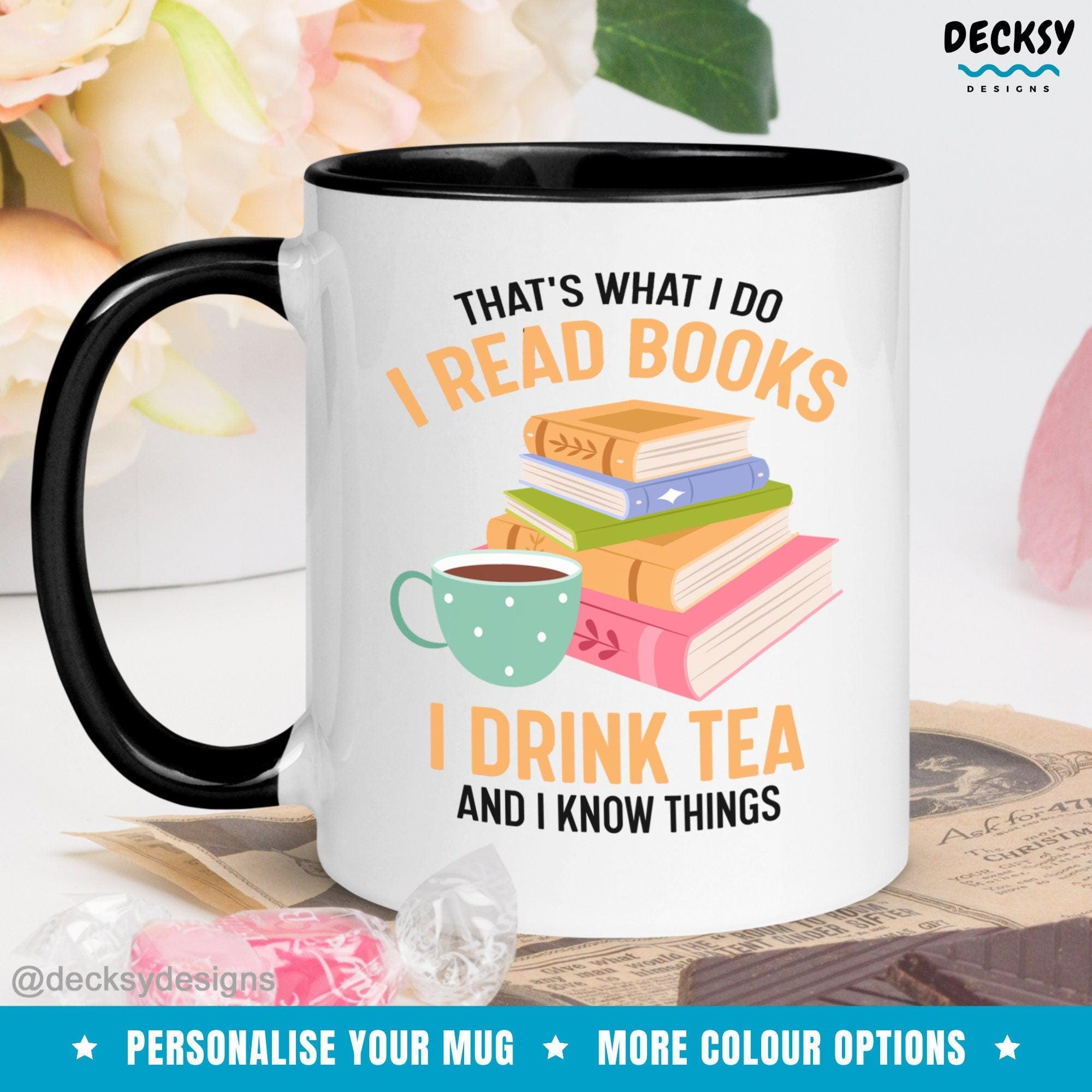 Book Lover Mug, Personalised Reading Gift-Home & Living:Kitchen & Dining:Drink & Barware:Drinkware:Mugs-DecksyDesigns-White Mug 11 oz-NO PERSONALISATION-DecksyDesigns