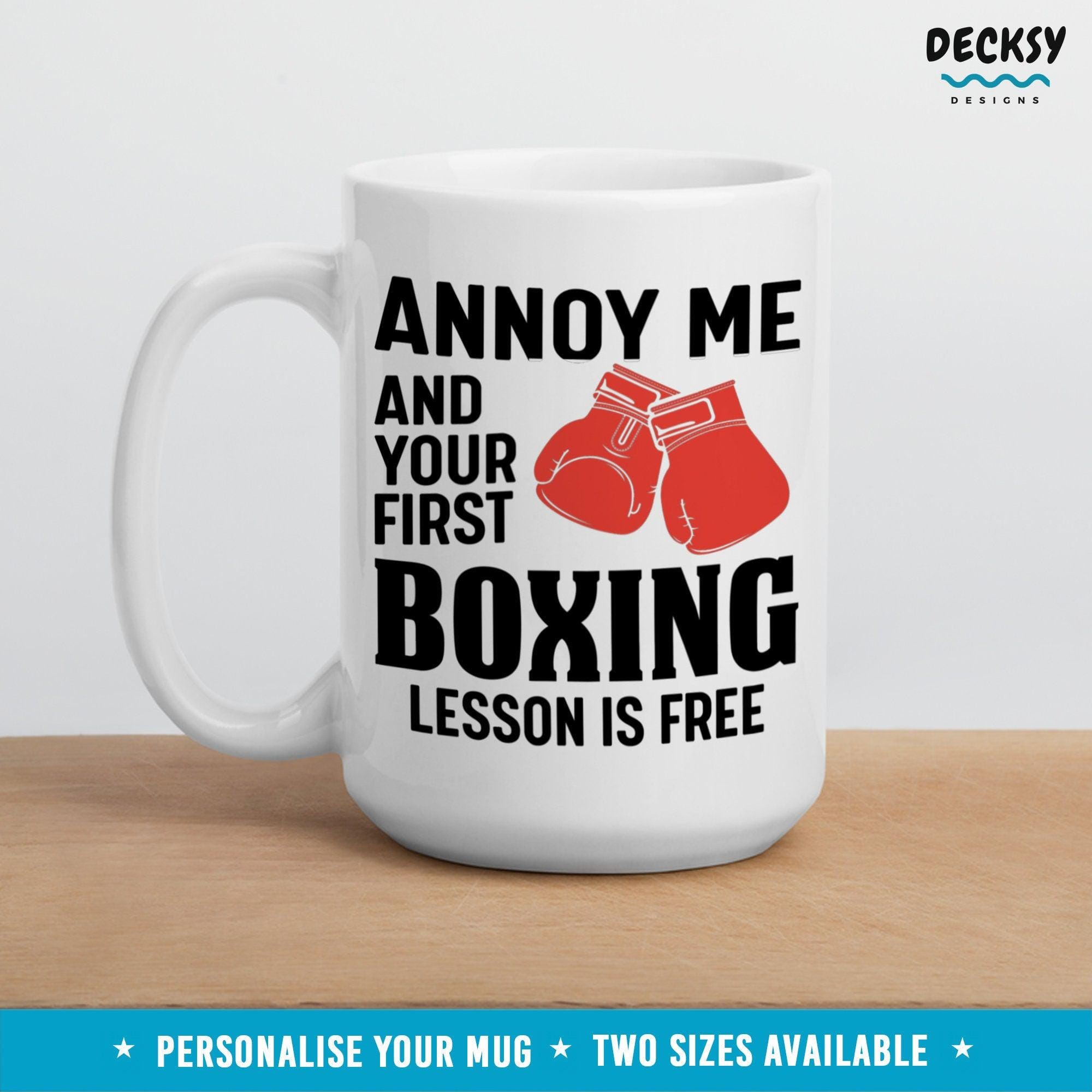 Boxing Coffee Mug, Boxing Coach Gift-Home & Living:Kitchen & Dining:Drink & Barware:Drinkware:Mugs-DecksyDesigns-White Mug 11 oz-NO PERSONALISATION-DecksyDesigns