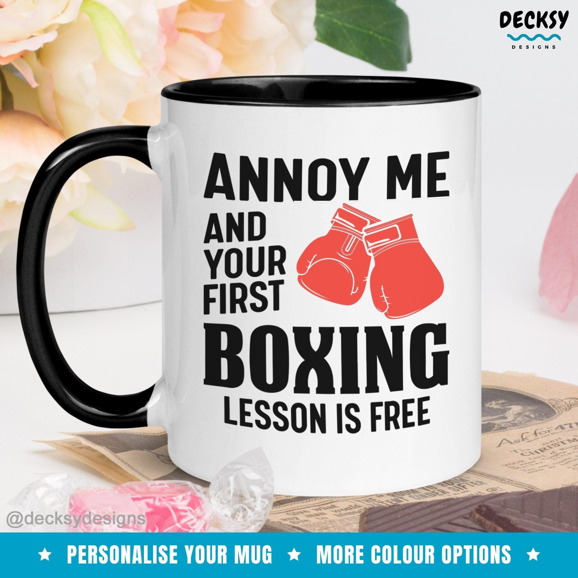 Boxing Coffee Mug, Boxing Coach Gift-Home & Living:Kitchen & Dining:Drink & Barware:Drinkware:Mugs-DecksyDesigns-White Mug 11 oz-NO PERSONALISATION-DecksyDesigns