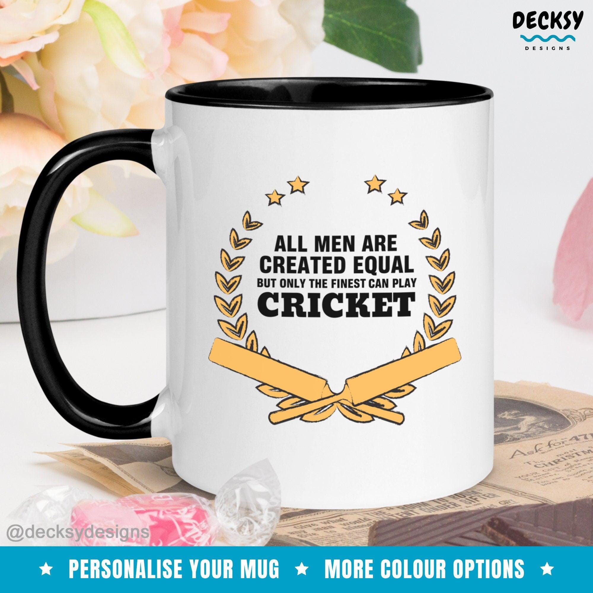 Cricket Mug Funny, Custom Cricketer Gift For Men-Home & Living:Kitchen & Dining:Drink & Barware:Drinkware:Mugs-DecksyDesigns-White Mug 11 oz-NO PERSONALISATION-DecksyDesigns