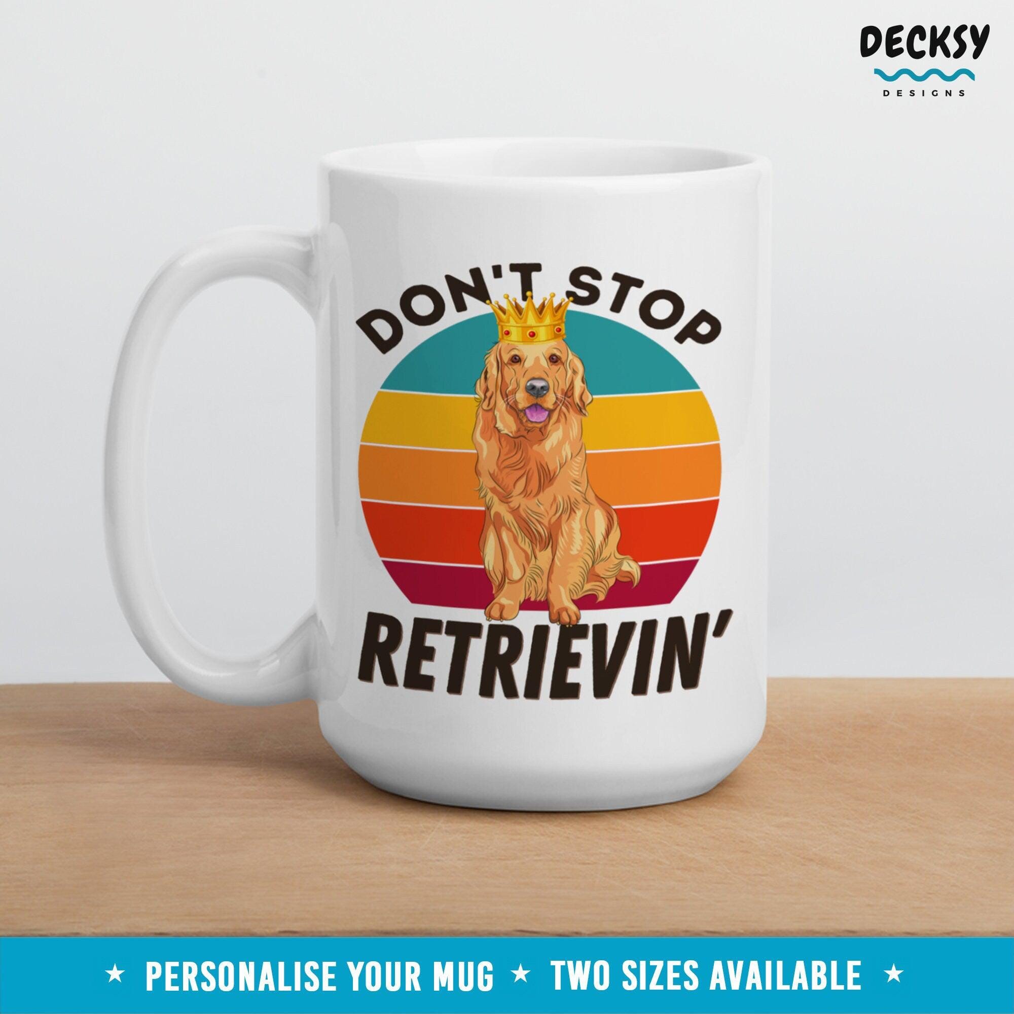 Golden Retriever Mug, Gift for Golden Retriever Parent-Home & Living:Kitchen & Dining:Drink & Barware:Drinkware:Mugs-DecksyDesigns-White Mug 11 oz-NO PERSONALISATION-DecksyDesigns