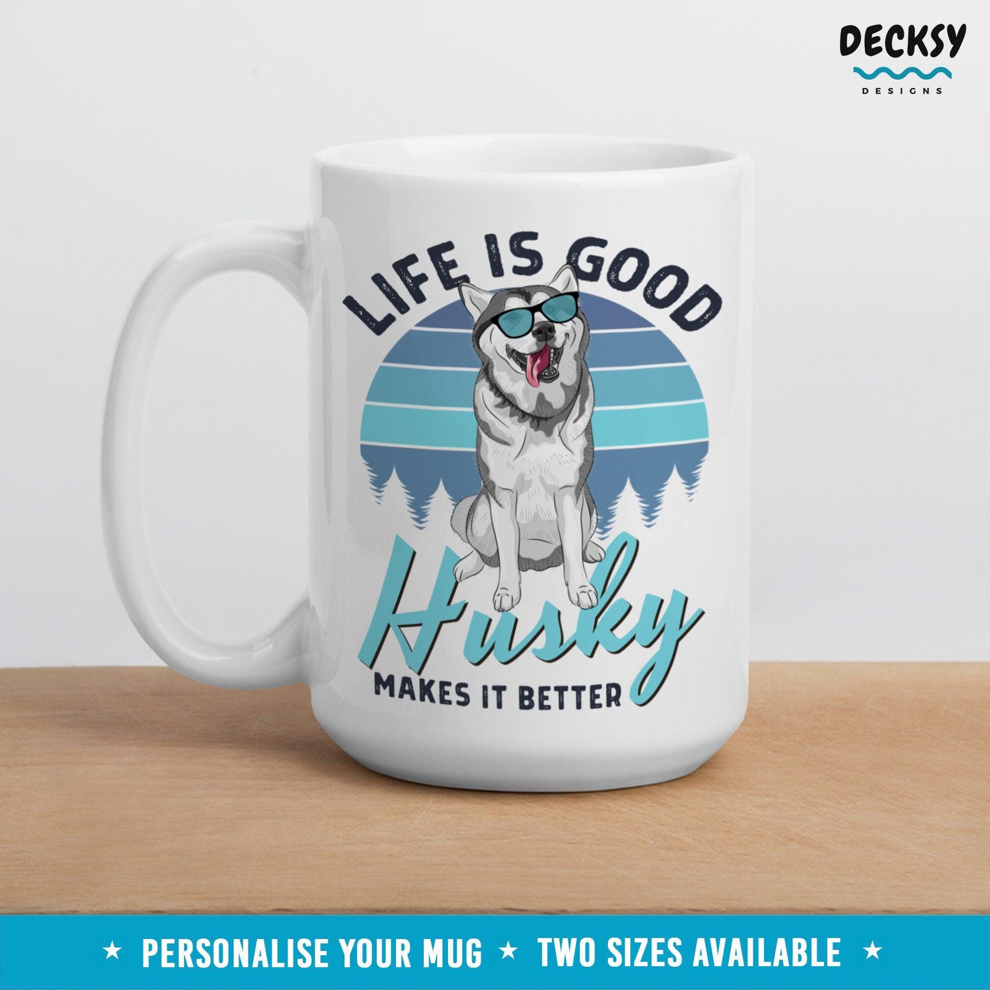 Husky Coffee Mug, Siberian Husky Gift-Home & Living:Kitchen & Dining:Drink & Barware:Drinkware:Mugs-DecksyDesigns-White Mug 11 oz-NO PERSONALISATION-DecksyDesigns