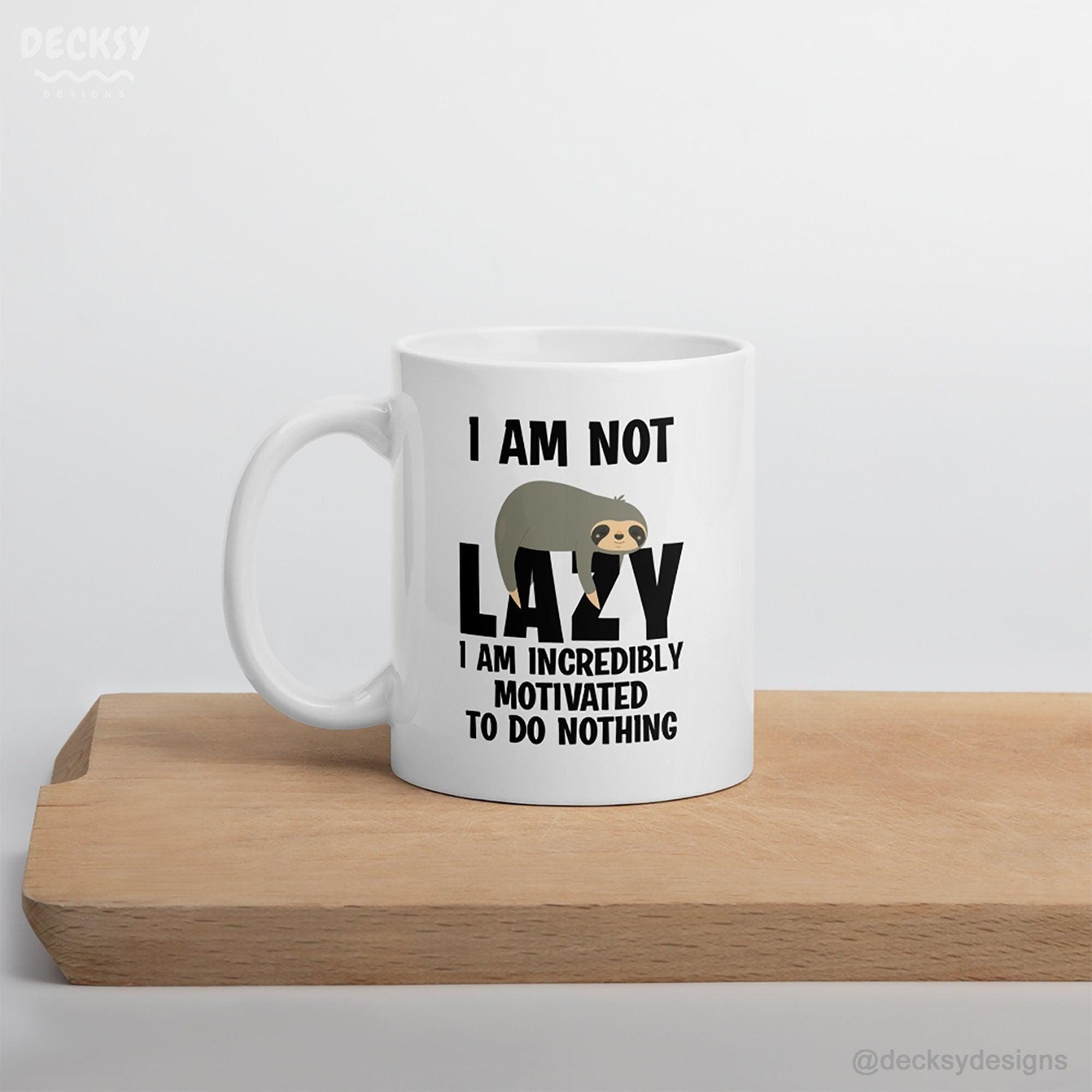 Lazy Day Mug, Custom Sloth Lover Gift-Home & Living:Kitchen & Dining:Drink & Barware:Drinkware:Mugs-DecksyDesigns-15 Oz-NO PERSONALISATION-DecksyDesigns
