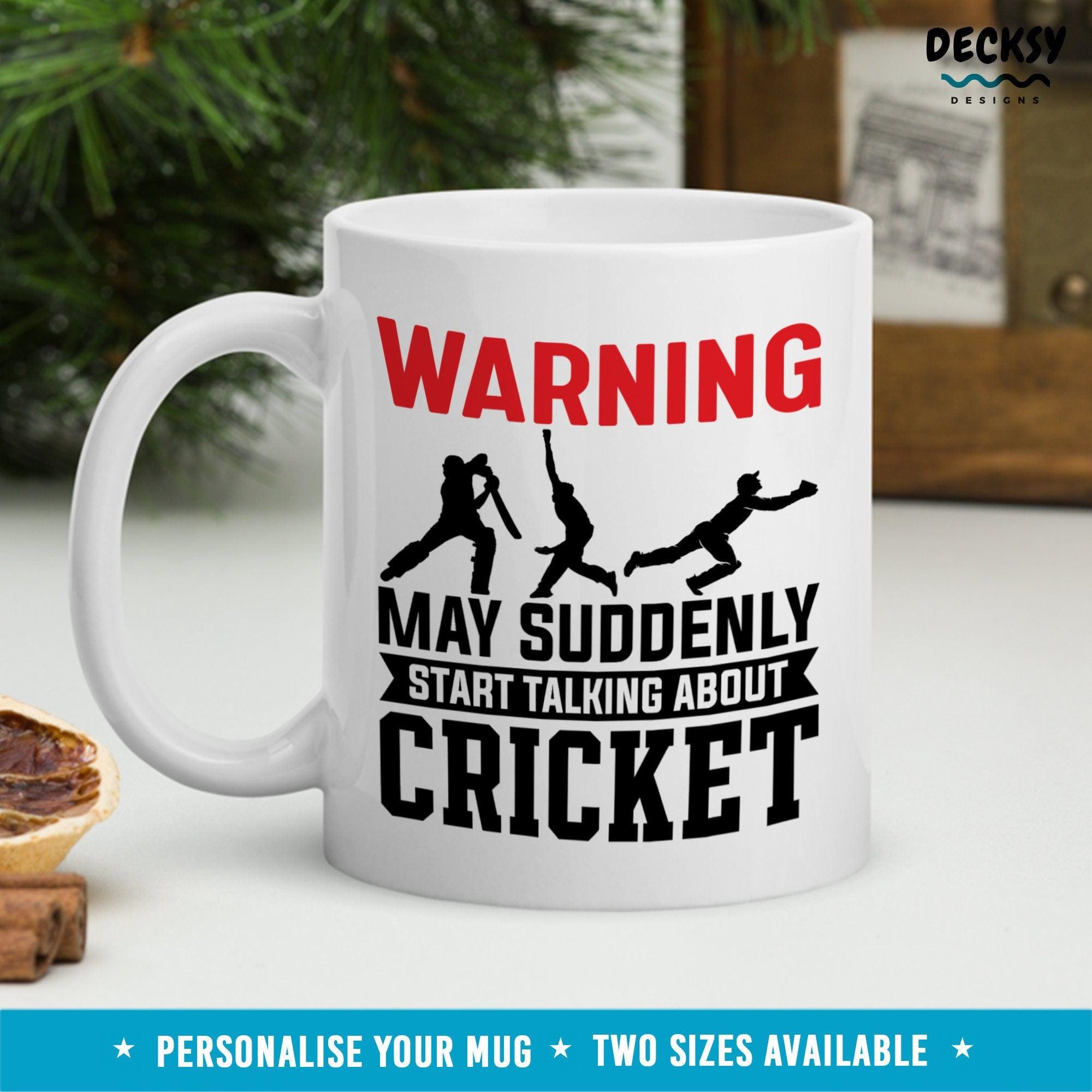 Personalised Cricket Mug, Cricket Sport Gift-Home & Living:Kitchen & Dining:Drink & Barware:Drinkware:Mugs-DecksyDesigns-White Mug 11 oz-NO PERSONALISATION-DecksyDesigns