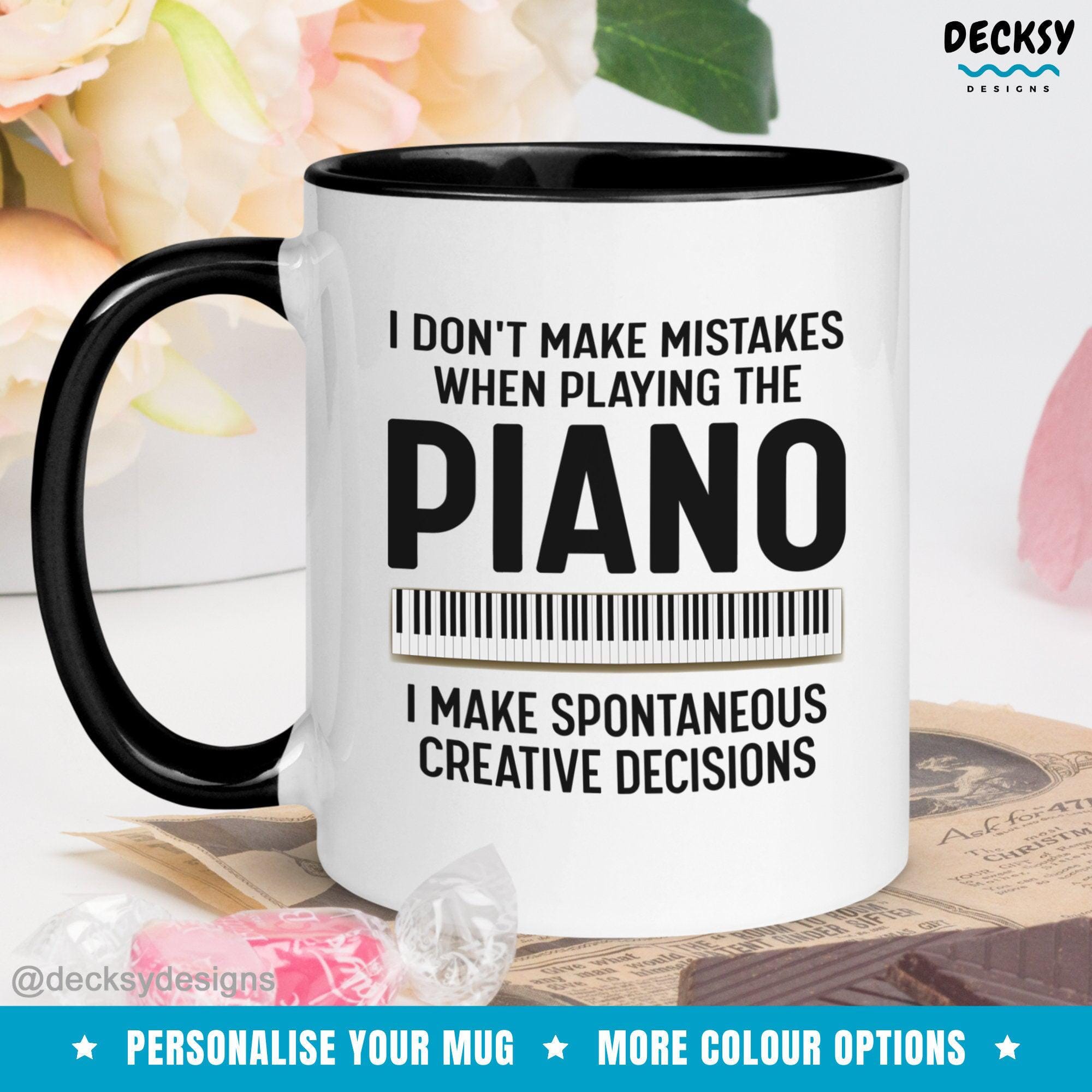 Piano Coffee Mug, Custom Pianist Gift-Home & Living:Kitchen & Dining:Drink & Barware:Drinkware:Mugs-DecksyDesigns-White Mug 11 oz-NO PERSONALISATION-DecksyDesigns