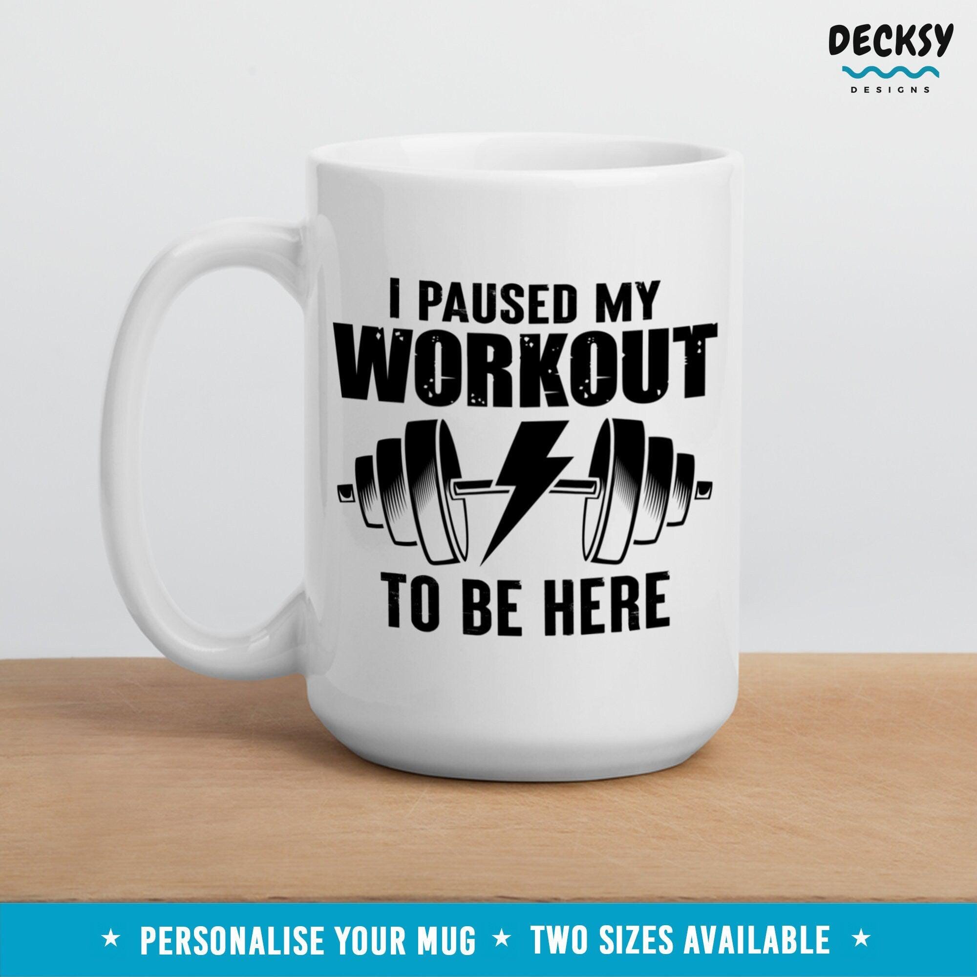 Workout Mug, Personalised Gym Lover Gift-Home & Living:Kitchen & Dining:Drink & Barware:Drinkware:Mugs-DecksyDesigns-White Mug 11 oz-NO PERSONALISATION-DecksyDesigns