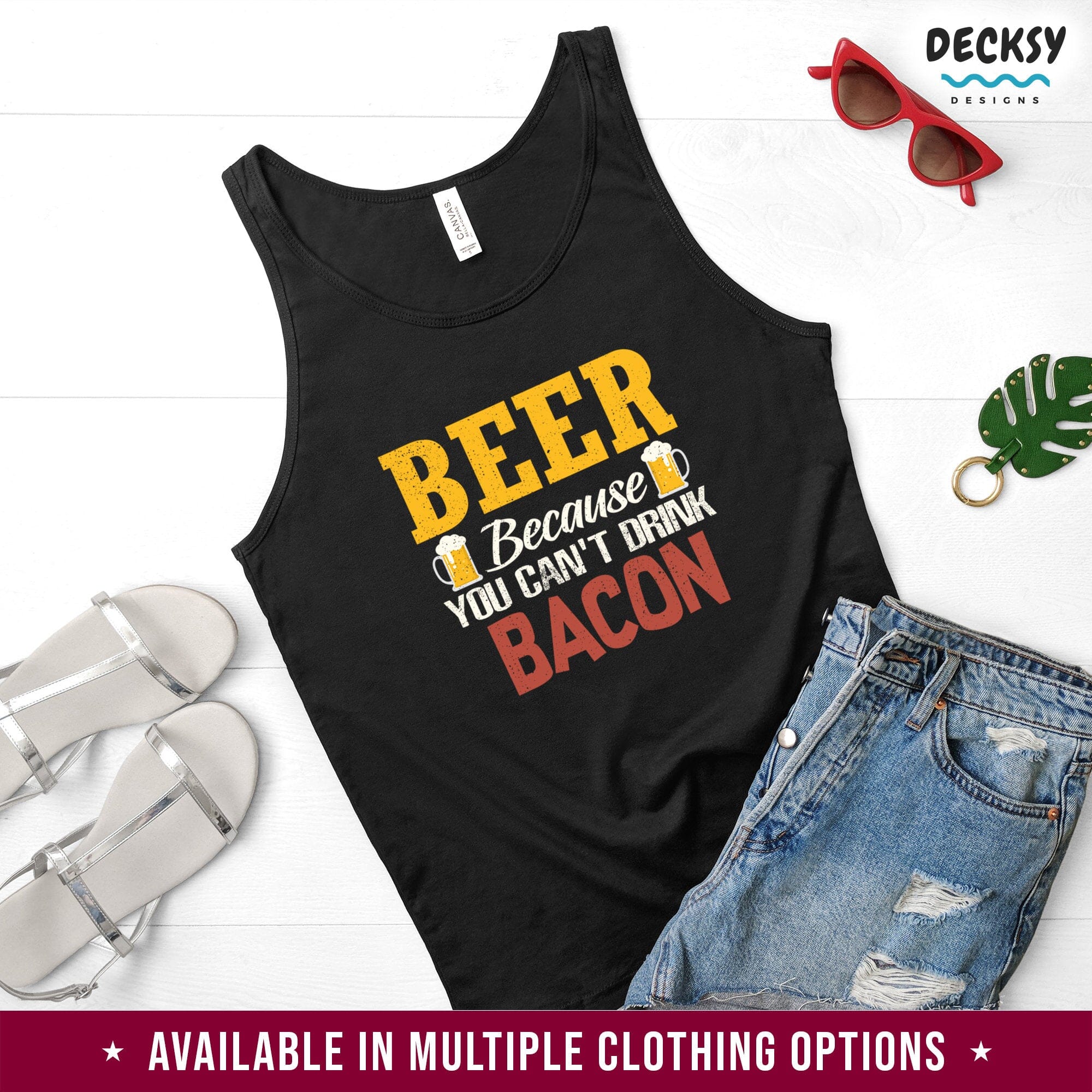 Beer Shirt, Bacon Lover Gift-Clothing:Gender-Neutral Adult Clothing:Tops & Tees:T-shirts:Graphic Tees-DecksyDesigns