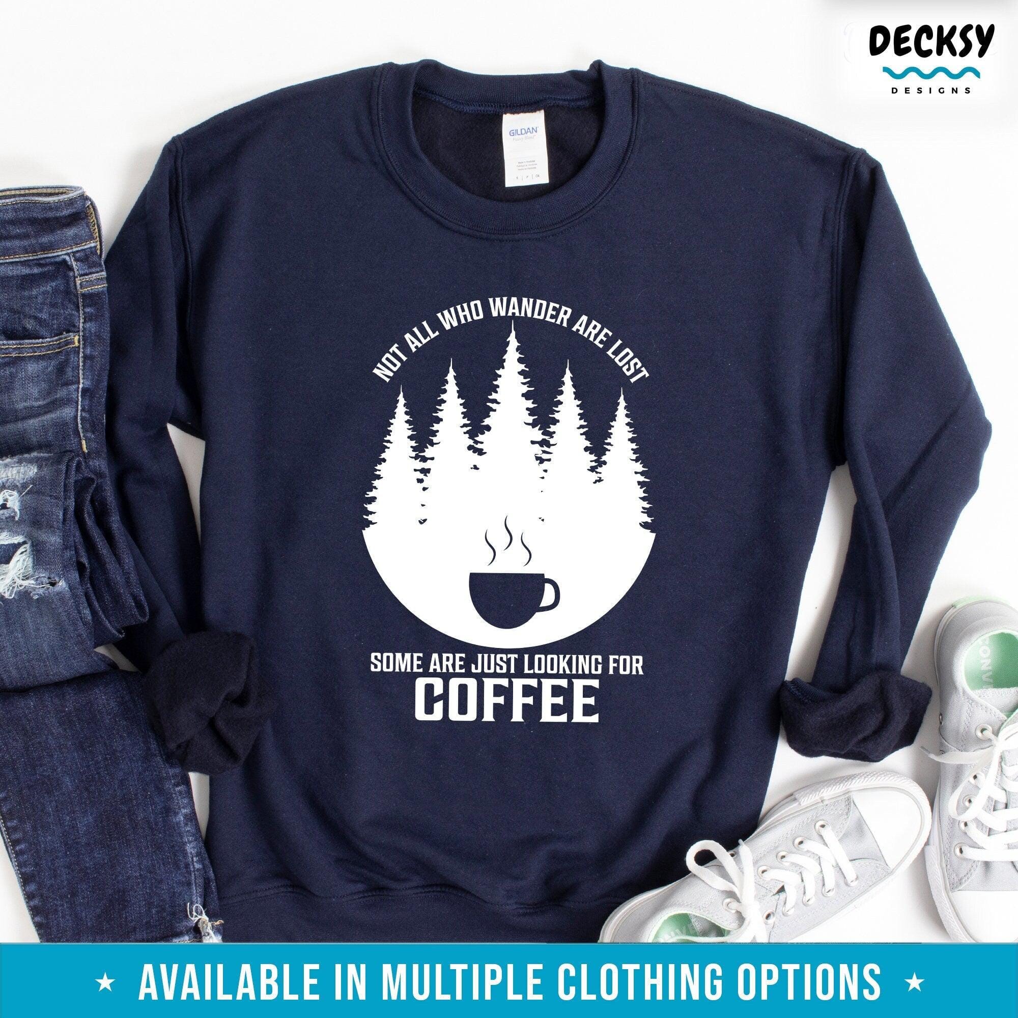 Camping Coffee Tshirt, Camp Gift-Clothing:Gender-Neutral Adult Clothing:Tops & Tees:T-shirts:Graphic Tees-DecksyDesigns