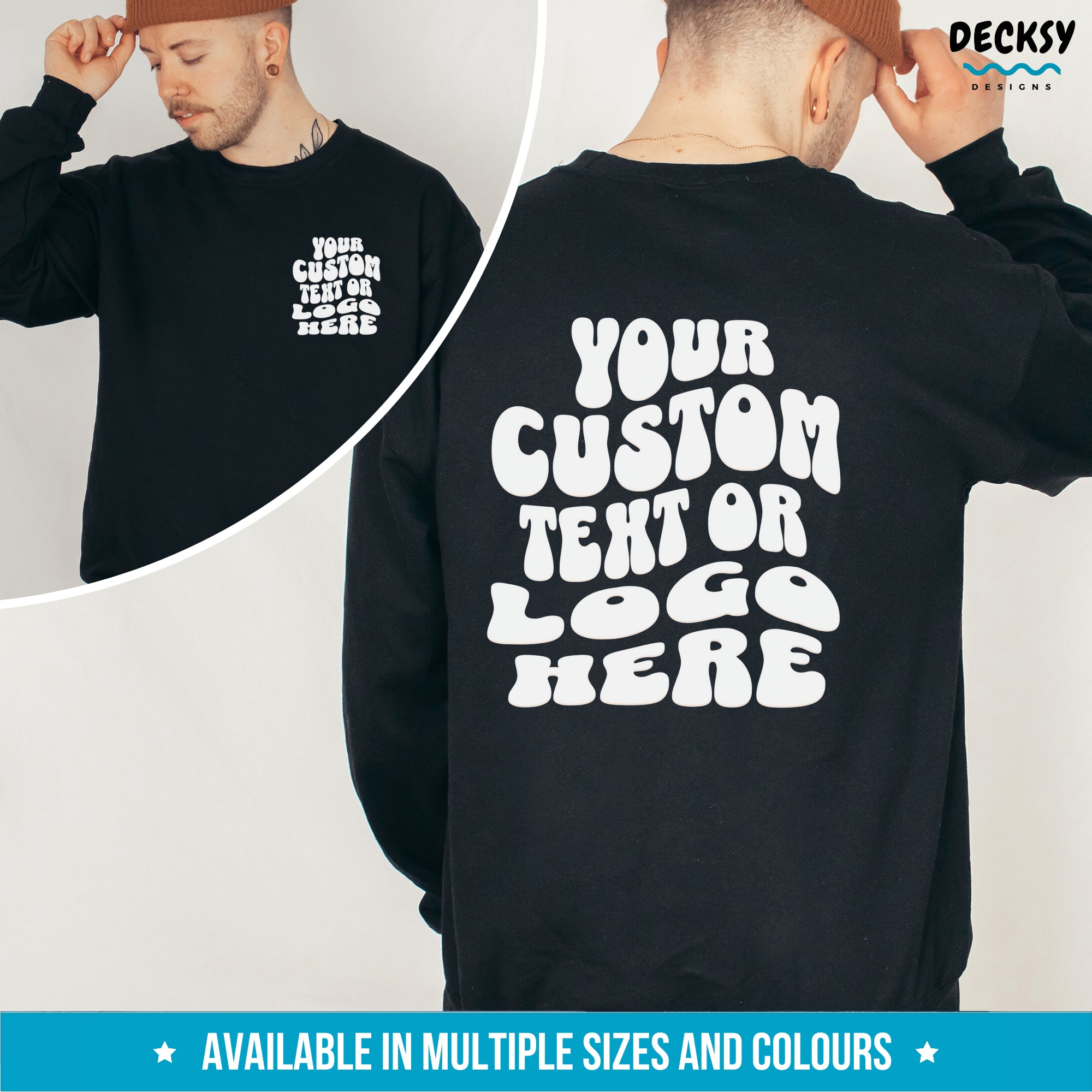 Custom Hoodie, Personalized Text Sweatshirt, Front Back Print Tee, Custom Words On Back, Business Logo Tshirt