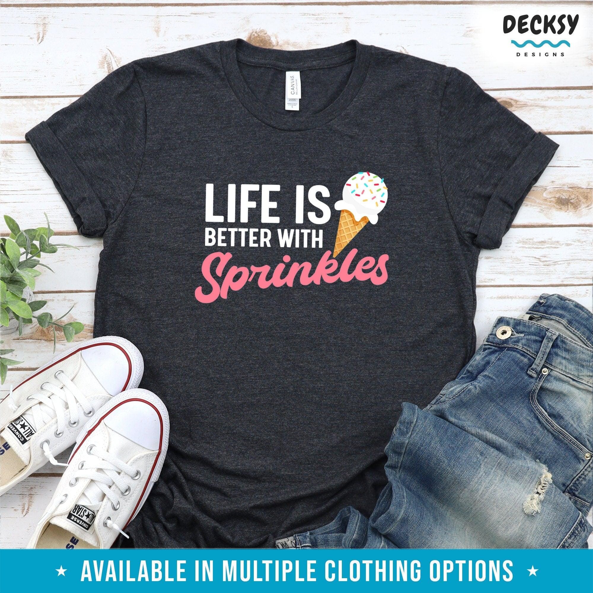 Ice Cream T Shirt, Positive Vibes Gift-Clothing:Gender-Neutral Adult Clothing:Tops & Tees:T-shirts:Graphic Tees-DecksyDesigns