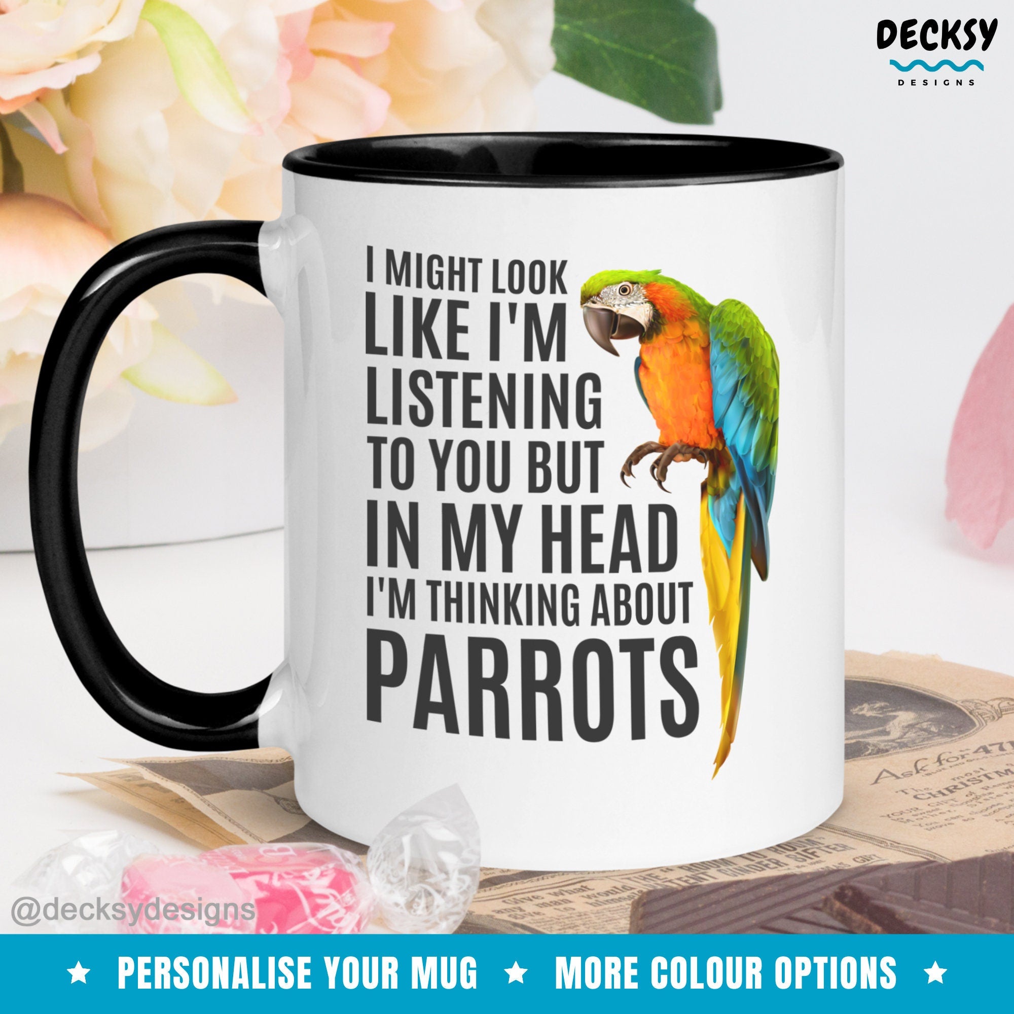 Funny Bird Mug, Blue And Gold Macaw Owner Gift, Custom Parrot Mom Mug, Ornithologist Bird Gifts For Her, Crazy Bird Lady, Macaw Coffee Mug Mugs by DecksyDesigns