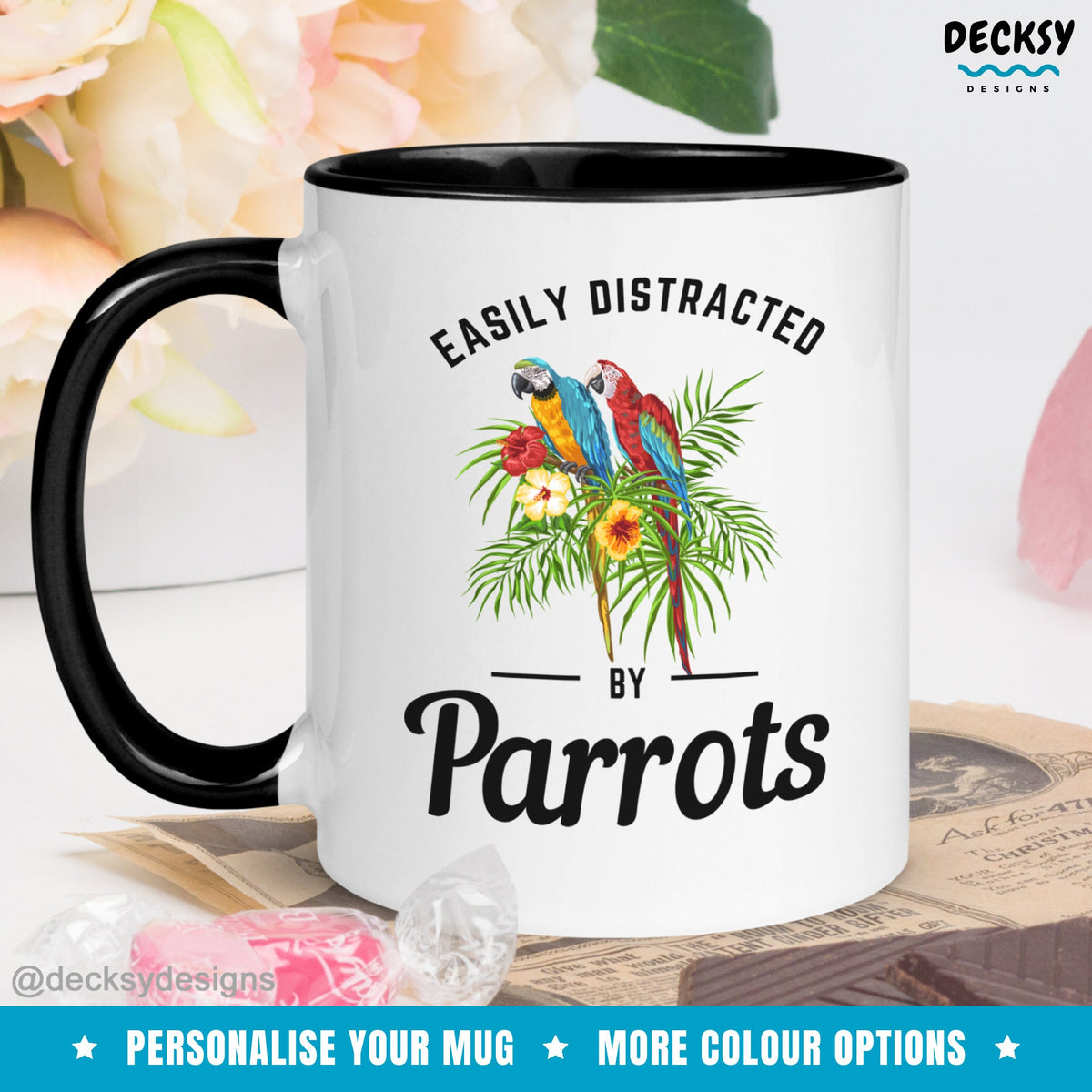 Parrot Lover Gift, Funny Parrot Mug, Custom Macaw Mug, Blue And Gold Macaw, Scarlet Macaw Mug, Macaw Mom Gift, Parrot Bird Lover Coffee Mug Mugs by DecksyDesigns