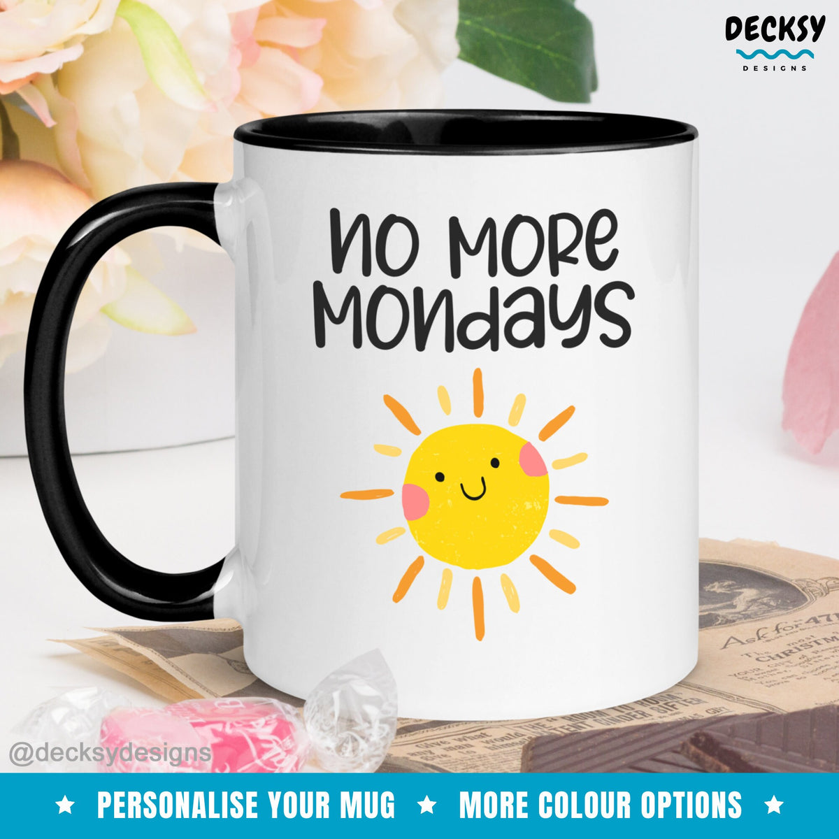 Custom Retirement Gift, Funny Retired Mug, Unique Retirement Gift for Coworker, Mum, Dad, Grandpa, Grandma Personalised Mug, No More Mondays Mugs by DecksyDesigns