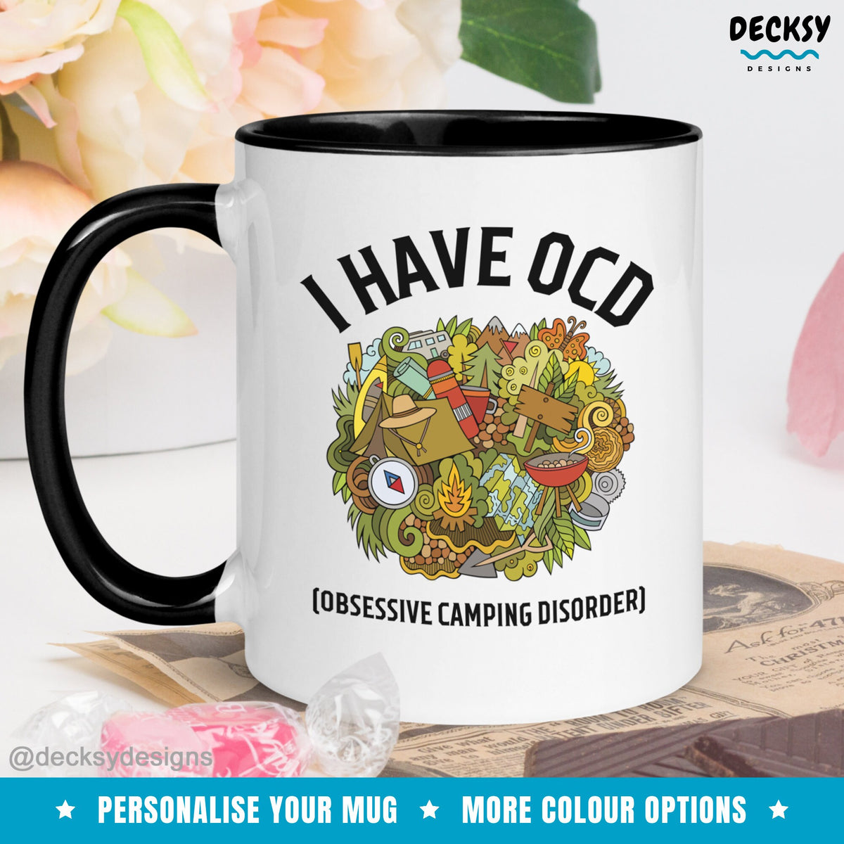 Camping Mug, Funny Ocd Mug, Custom Camp Lover Gift, Camping Dad Gift, Camper Mom Nature Lover Gift, Adventure Lover Coworker Gift Cup Mugs by DecksyDesigns