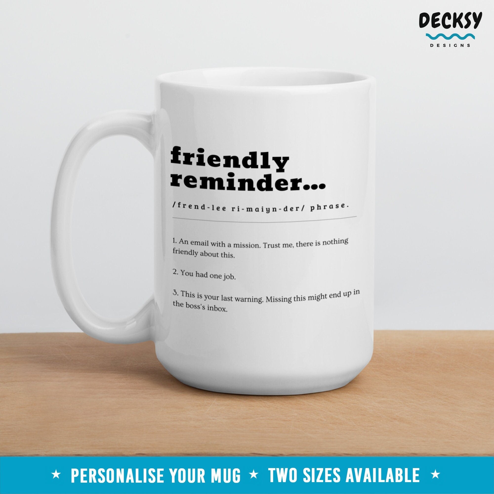 Funny Working Gift, Friendly Reminder Definition Mug, Custom Home Office Cup, Virtual Meeting Mug, Leaving Gift Mug, Morning Work HumourMug Mugs by DecksyDesigns
