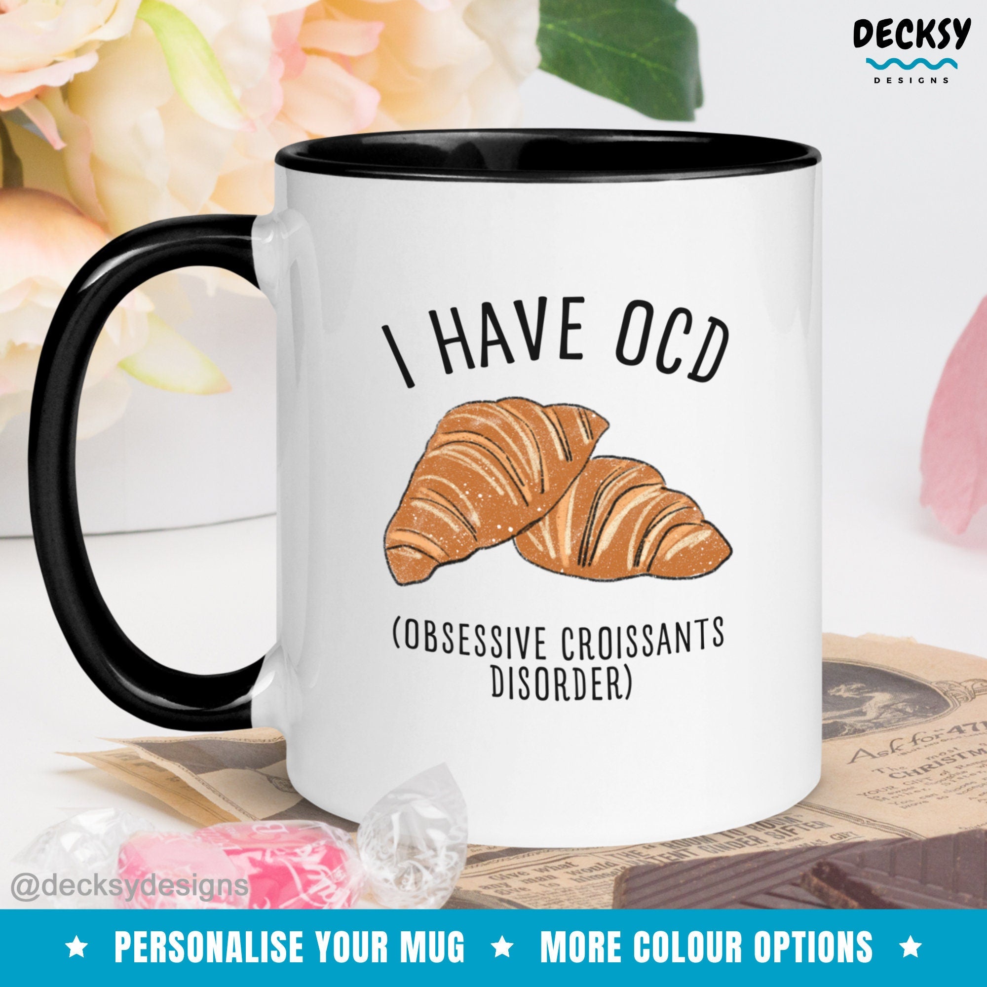 Croissant Mug, Custom Baking Lover Gift, Bread Lover Cup, Personalised Mothers Day Mugs, Gift For Granny, Baker Mug, Gift For Coworker Chef Mugs by DecksyDesigns