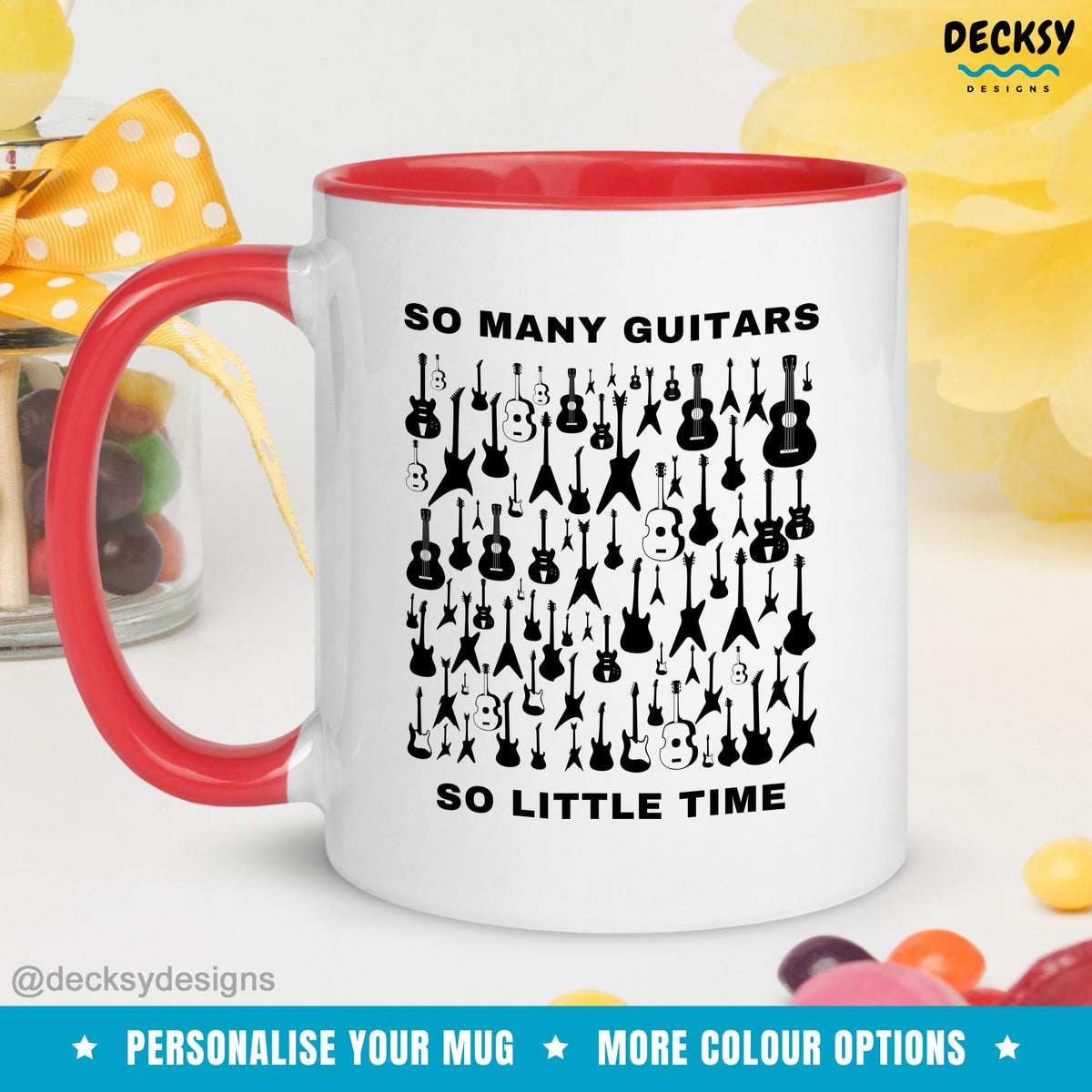 Guitar Lover Mug, Custom Gift For Guitarist, Music Teacher Mug, Personalised Guitar Player Gift Mugs by DecksyDesigns