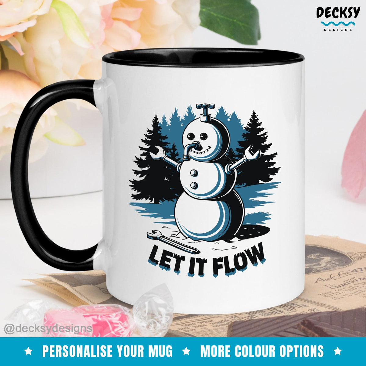 Funny Plumber Christmas Mug, Personalized Plumbing Gift Mugs by DecksyDesigns