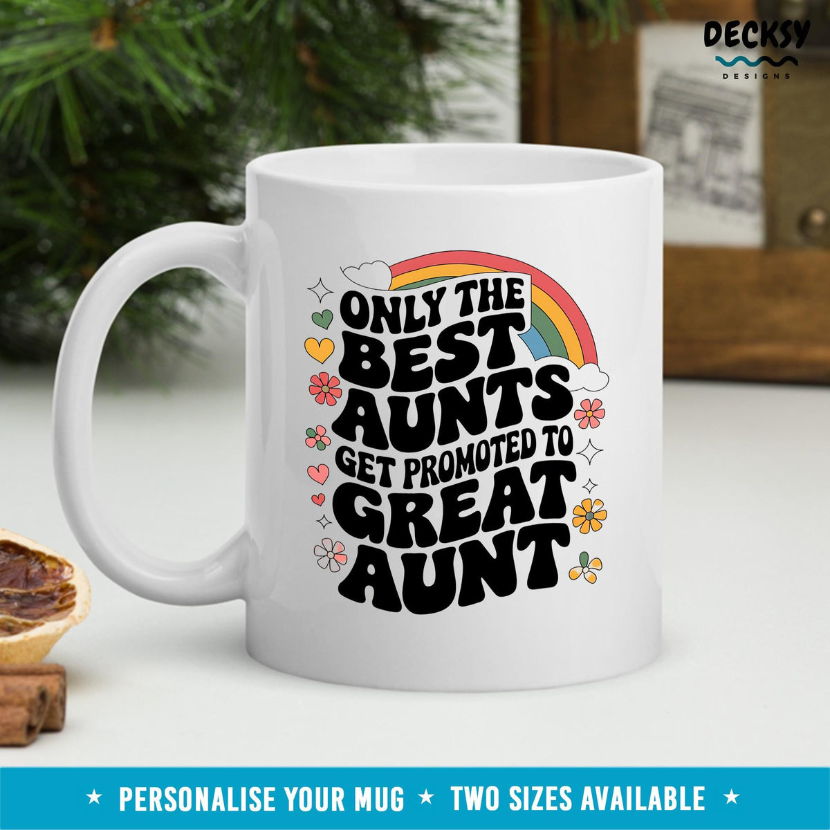 Great Aunt Mug, Personalised Great Aunt Gift, Pregnancy Reveal, Promoted To Great Auntie, Worlds Best Aunt Mug, Great Aunt To Be, Best Aunty Mugs by DecksyDesigns