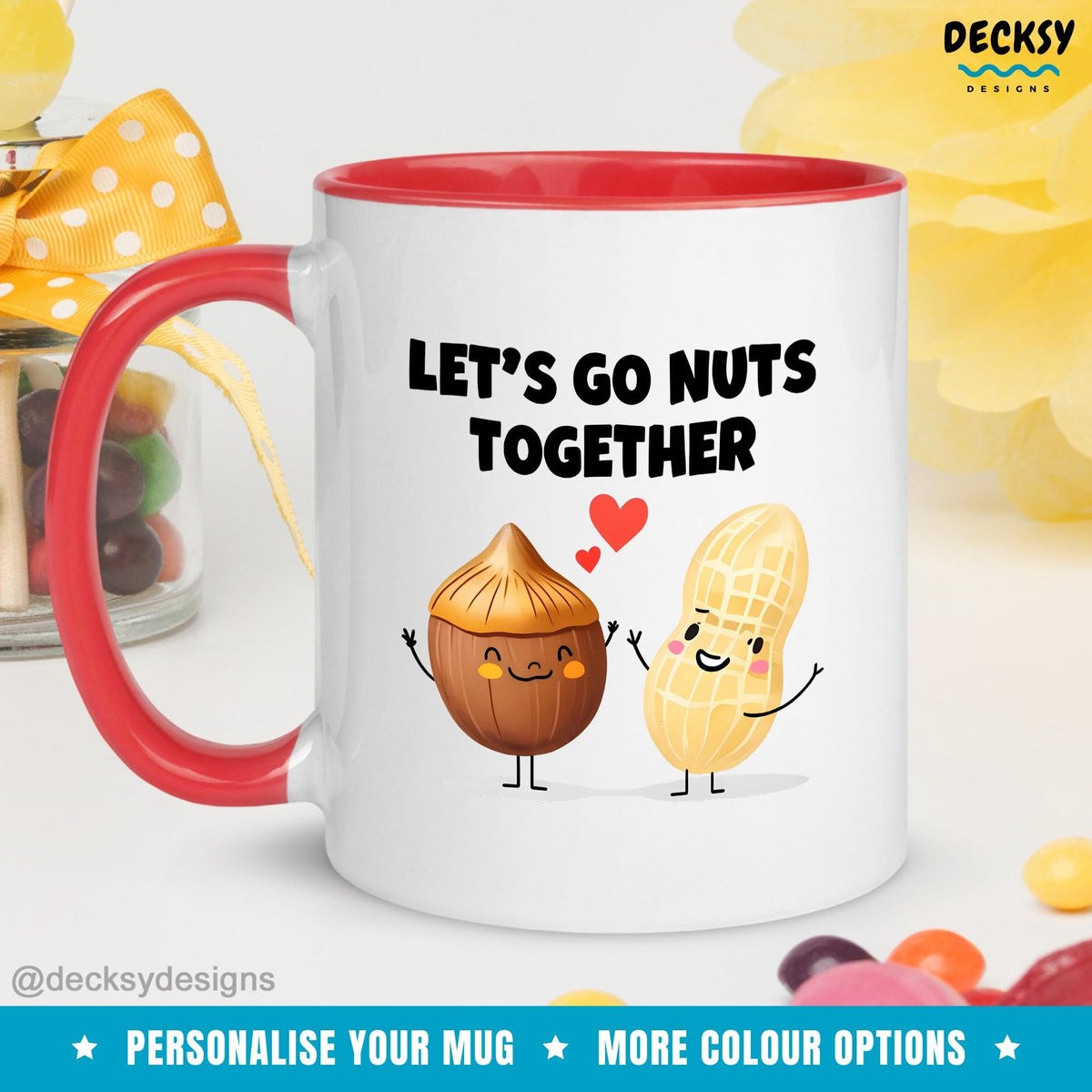 Nuts About You Couple Mug, Personalized Coffee Mug, Valentine's Day Gift Mugs by DecksyDesigns