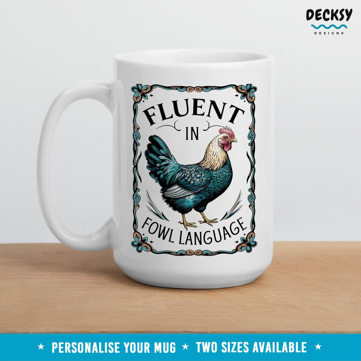 Funny Chicken Mug: Fowl Language Coffee Mug, Farmer Gift Mugs by DecksyDesigns