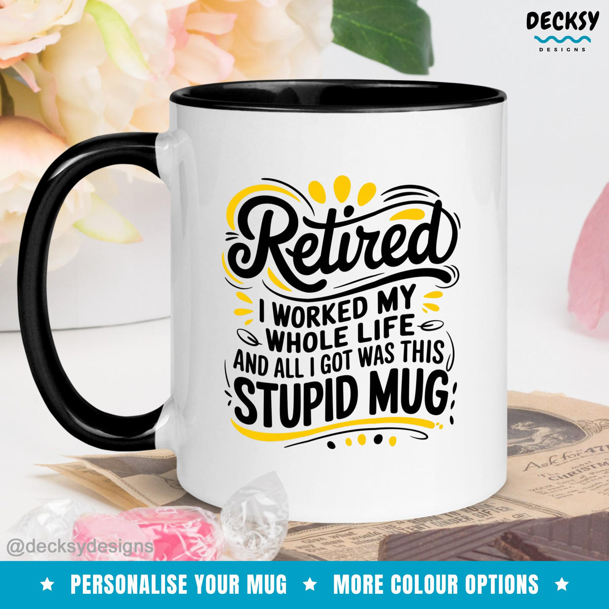 Funny Retirement Coffee Mug: Retiring Coworker Gift Mugs by DecksyDesigns