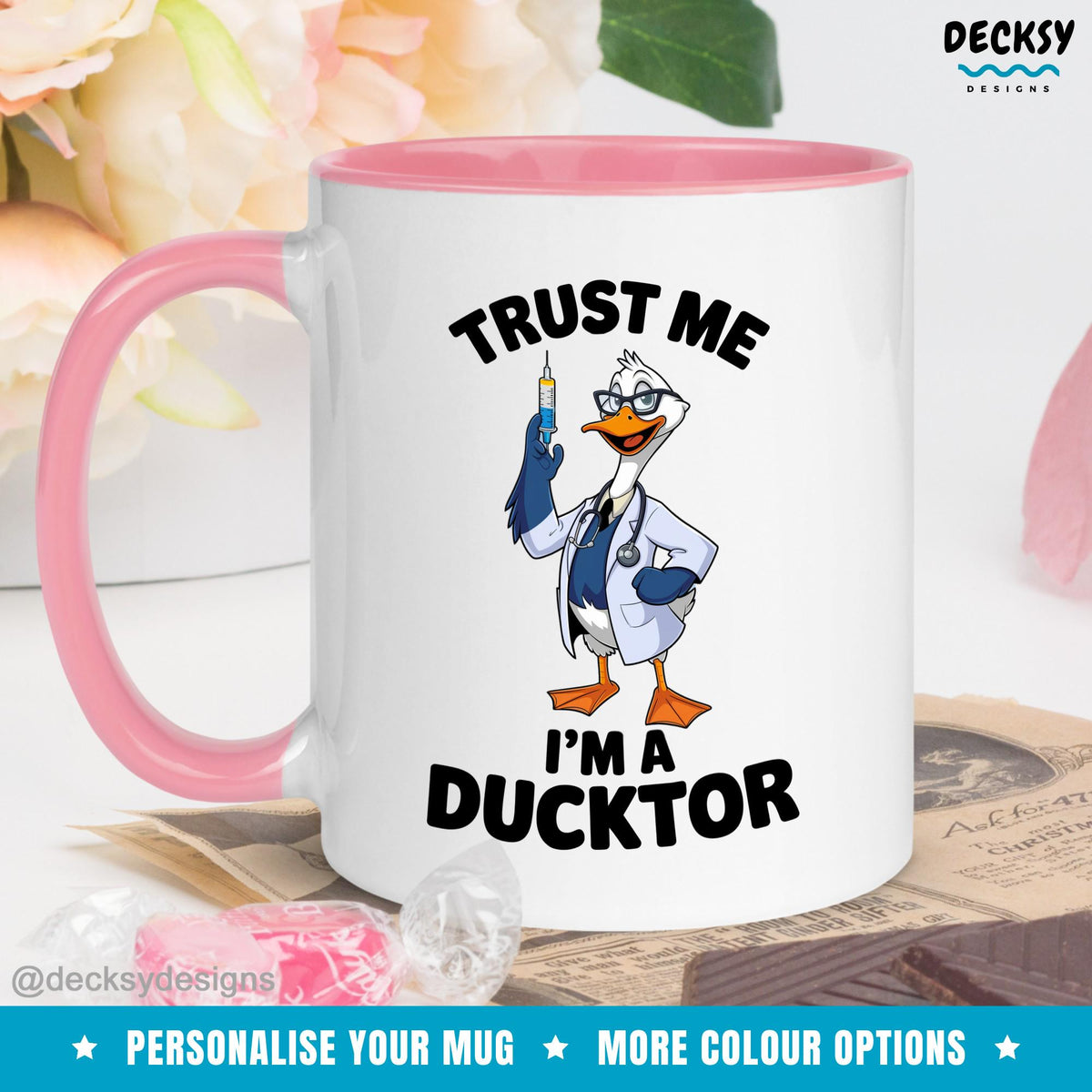 Personalized Doctor Coffee Mug: Funny Ducktor Gift Mugs by DecksyDesigns
