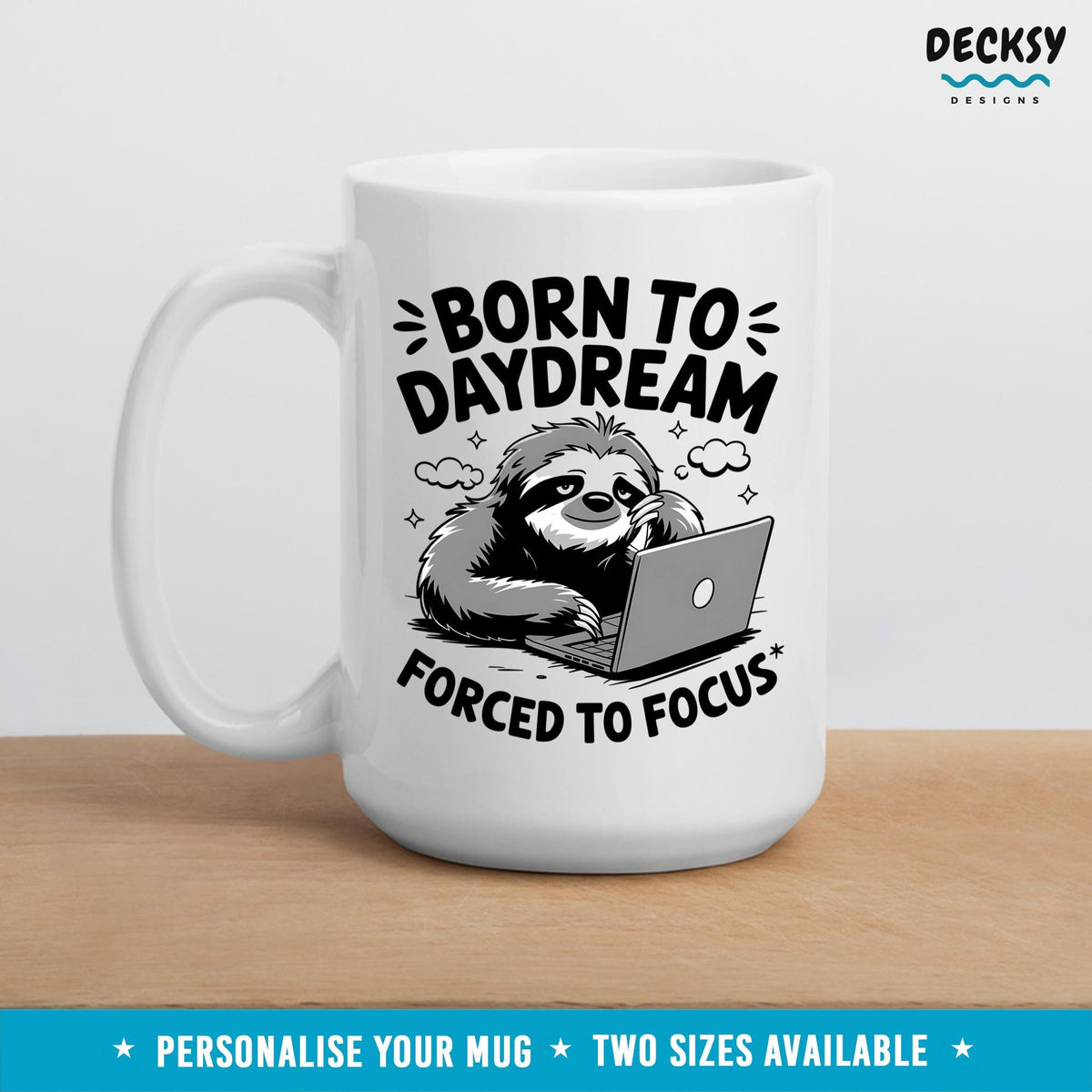 Funny Work Mug, Gift For Coworker, Office Humour Coffee Mug, Work Bestie Gift, Colleague Birthday, Daydreamer Mug Forced To Work Sister Gift Mugs by DecksyDesigns