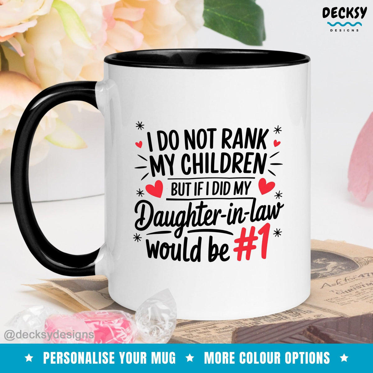 Daughter In Law Mug, Custom Gift From Mum In Law, Best Daughter-in-law Wedding Cup, Bride Favorite Child, Mother's Day Gift From In-Laws Mugs by DecksyDesigns