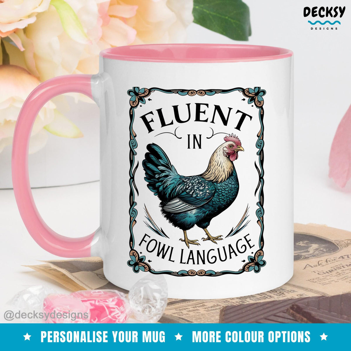 Funny Chicken Mug: Fowl Language Coffee Mug, Farmer Gift Mugs by DecksyDesigns