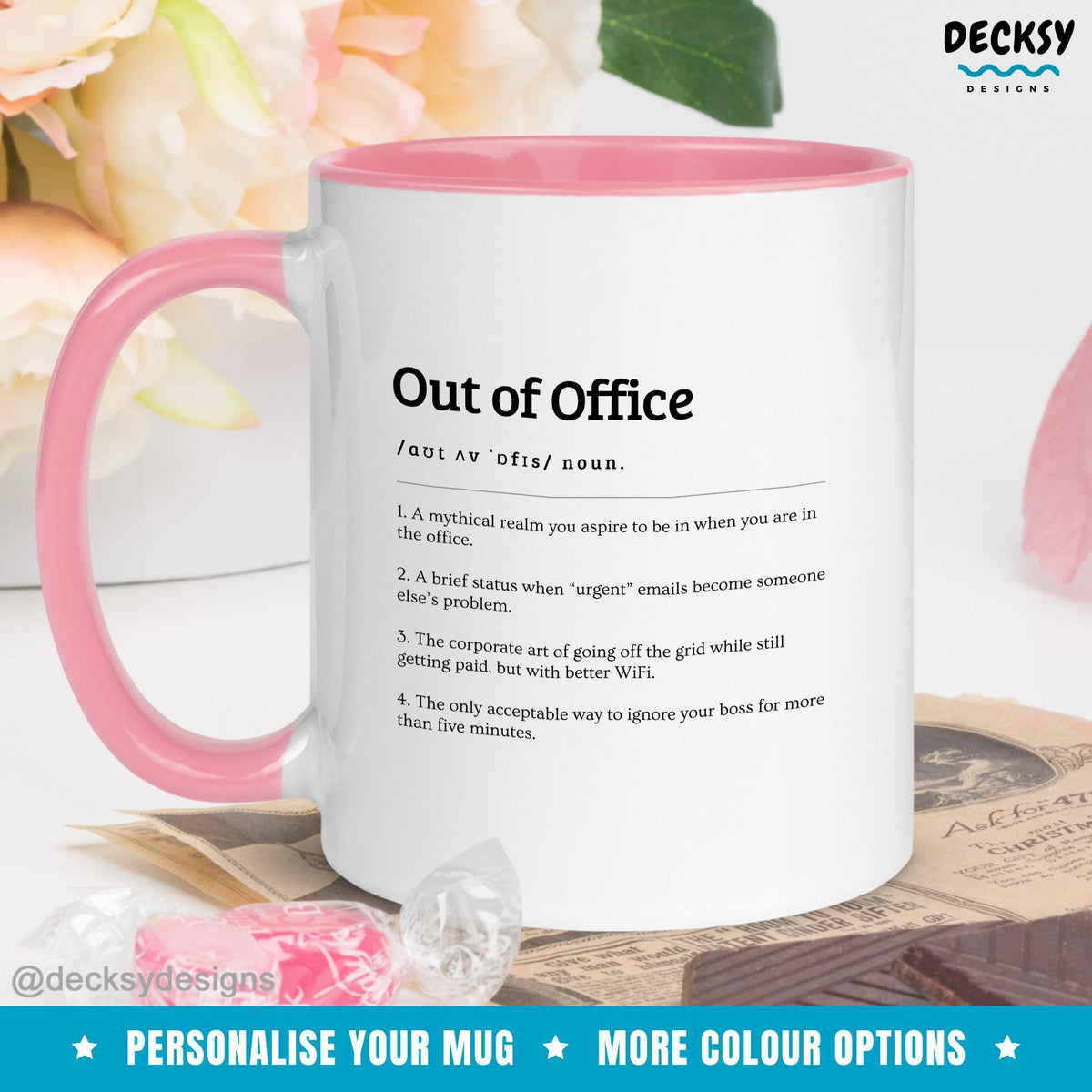 Out Of Office Mug, Funny Coworker Gift, Custom Colleague Birthday Mug, Personalized Boss Supervisor Manager Lead Staff Gift, Work Humour Mug Mugs by DecksyDesigns