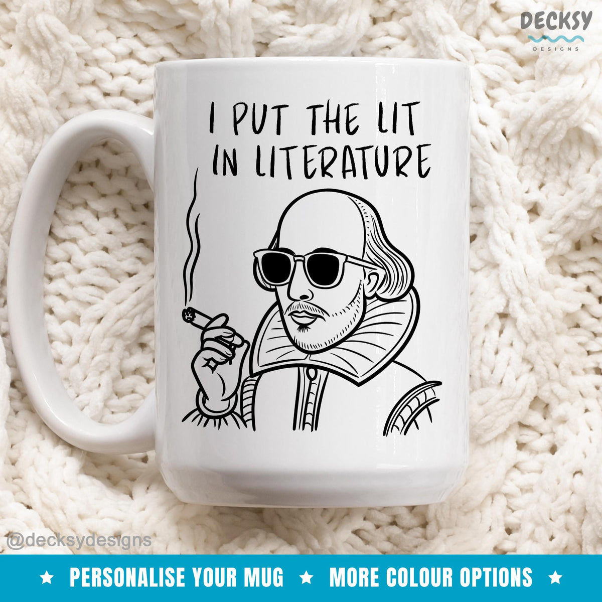 Literature Mug, Funny Shakespeare Gift, Custom English Teacher Mug, Student Mug, English Major Gift, Grammar Mug, Personalized Professor Mug Mugs by DecksyDesigns