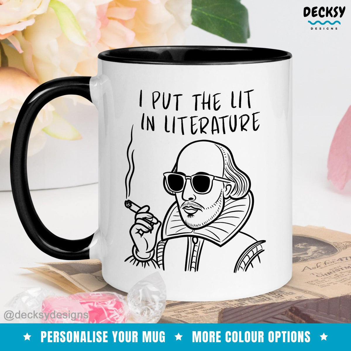 Literature Mug, Funny Shakespeare Gift, Custom English Teacher Mug, Student Mug, English Major Gift, Grammar Mug, Personalized Professor Mug Mugs by DecksyDesigns