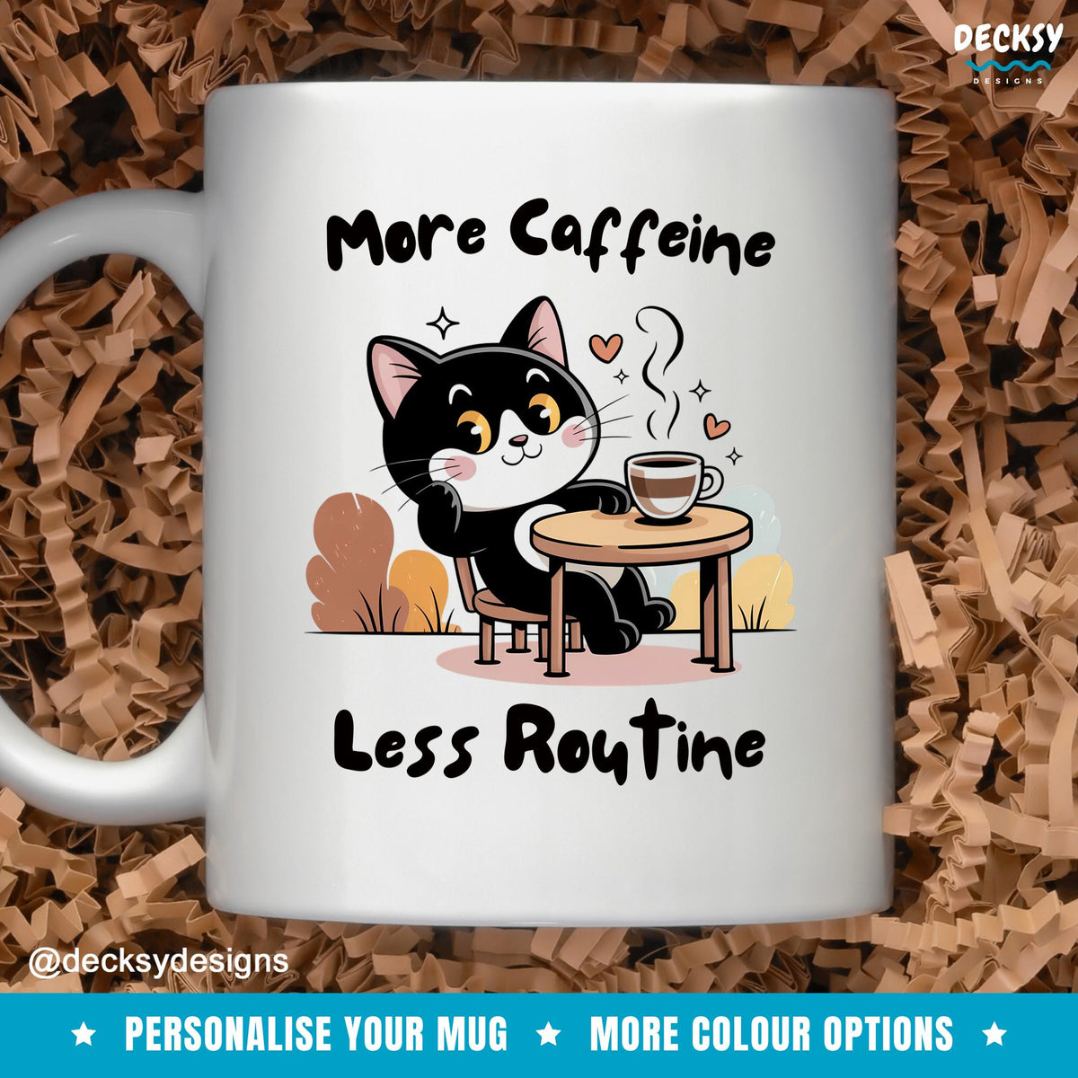 Funny Cat Lover Coffee Mug: Custom Work From Home Gift Mugs by DecksyDesigns