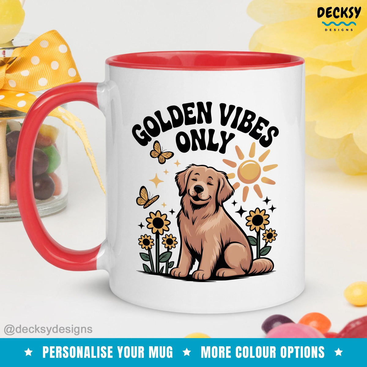 Golden Retriever Mug, Custom Dog Mum Mug, Personalised Dog Dad Gift, Pet Owner Gift, Golden Retriever Mom Cup Mugs by DecksyDesigns
