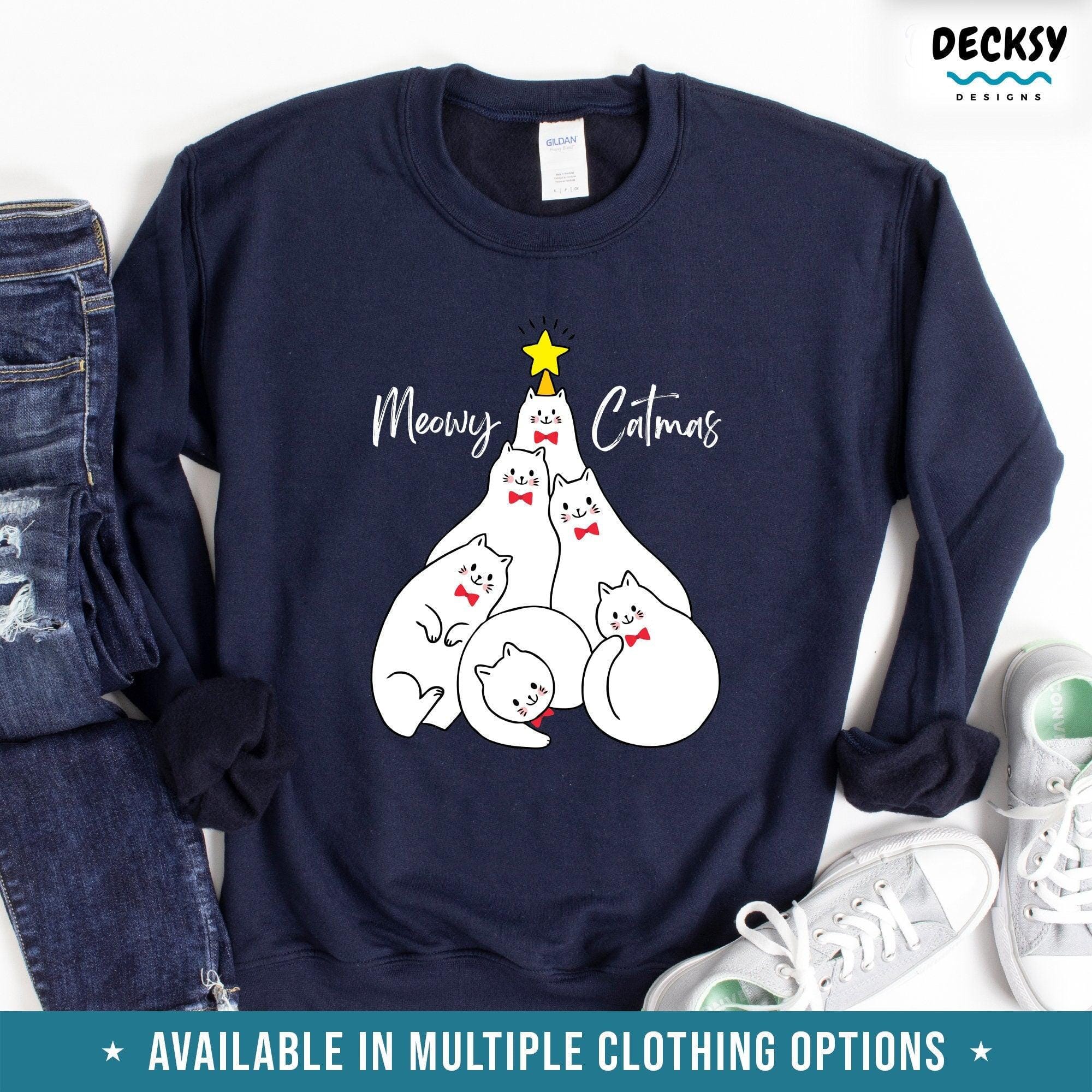 Merry Catmas Shirt, Funny Christmas Gift For Cat Lover-Clothing:Gender-Neutral Adult Clothing:Tops & Tees:T-shirts:Graphic Tees-DecksyDesigns