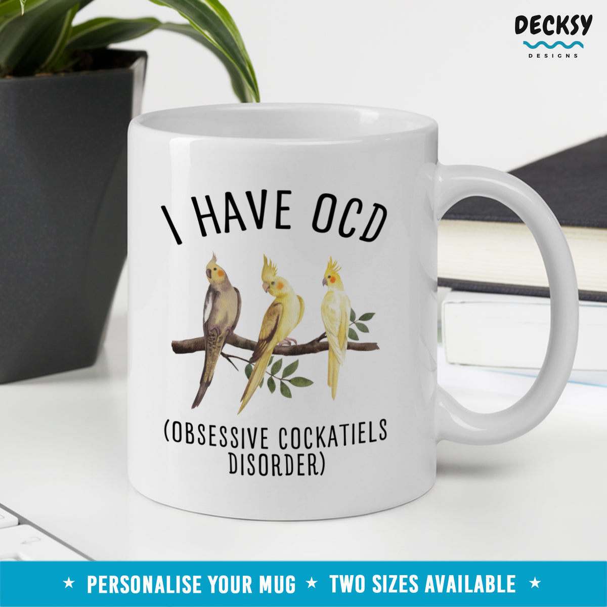 Cockatiel Mug, Funny Bird Gift, Personalised Cockatiel Owner Mug
