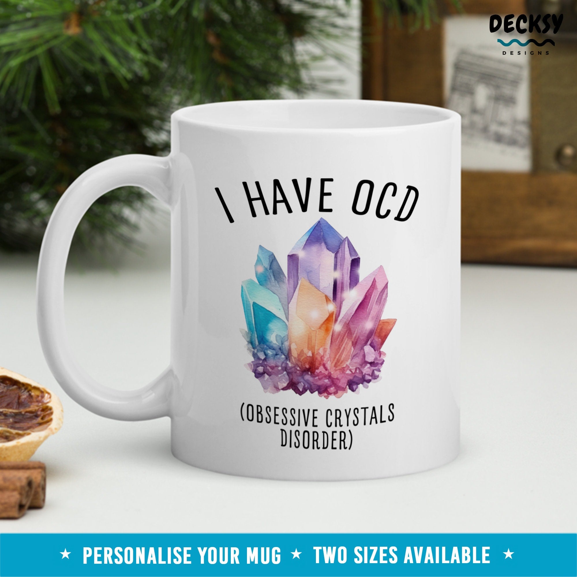 Crystal Coffee Mug, Personalised Spiritual Crystal Lover Gift, Gemstone Lover Gift For Mom From Daughter In Law, Small Business Mama Cup Mugs by DecksyDesigns