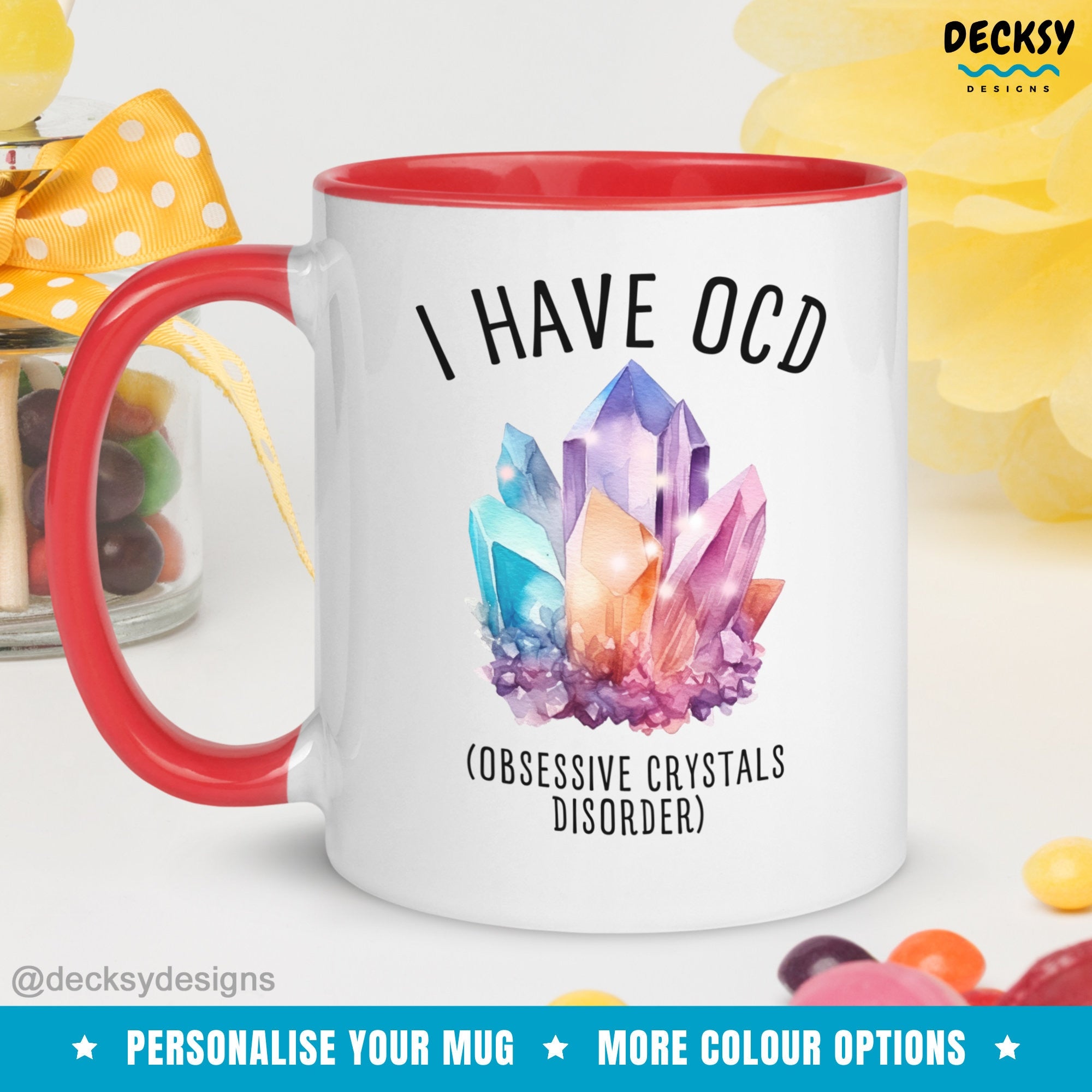 Crystal Coffee Mug, Personalised Spiritual Crystal Lover Gift, Gemstone Lover Gift For Mom From Daughter In Law, Small Business Mama Cup Mugs by DecksyDesigns