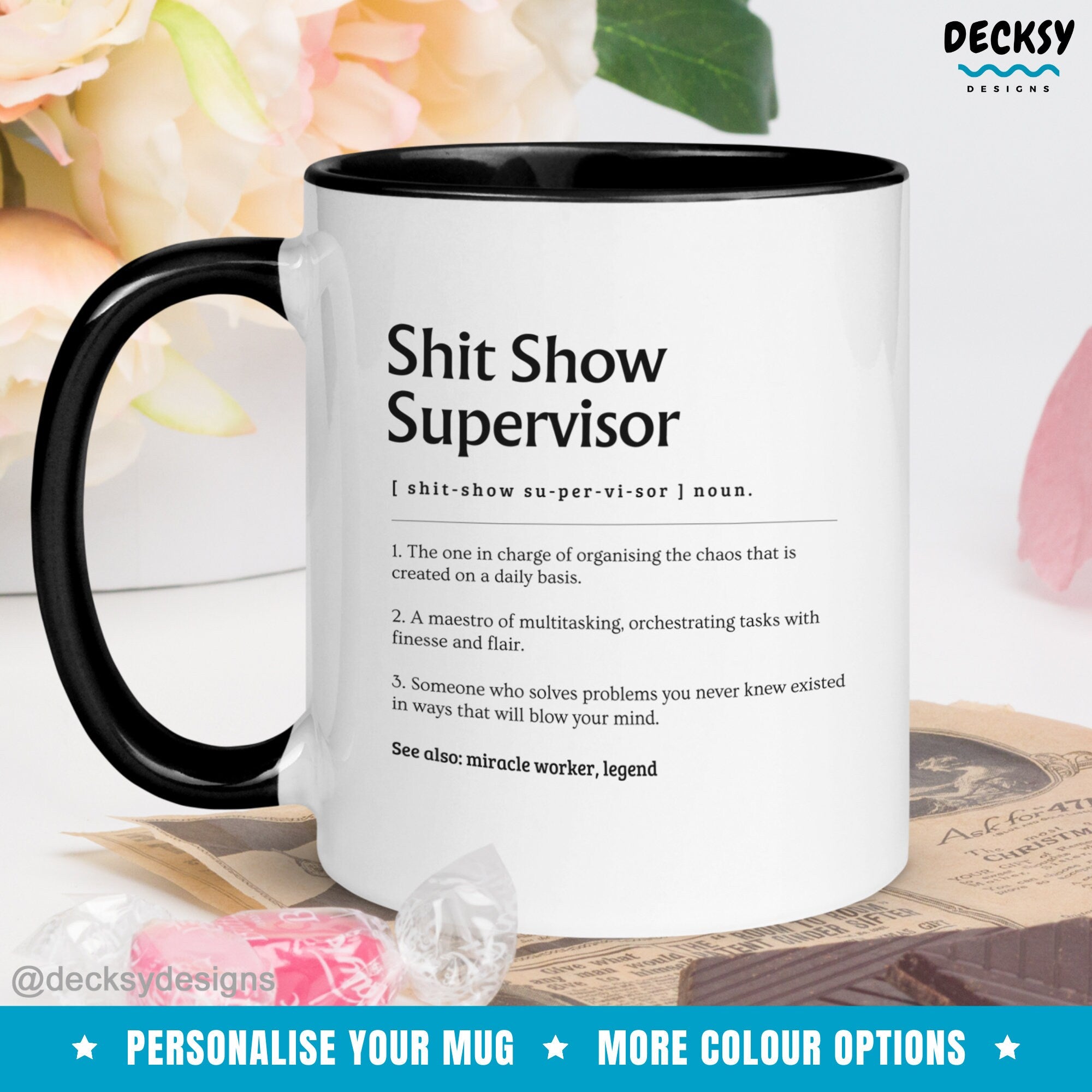 Supervisor Mug, Personalised Gift For Boss, Office Manager Gift, Coworker Birthday, Work Coffee Cup, Project Coordinator, Funny Admin Gift Mugs by DecksyDesigns