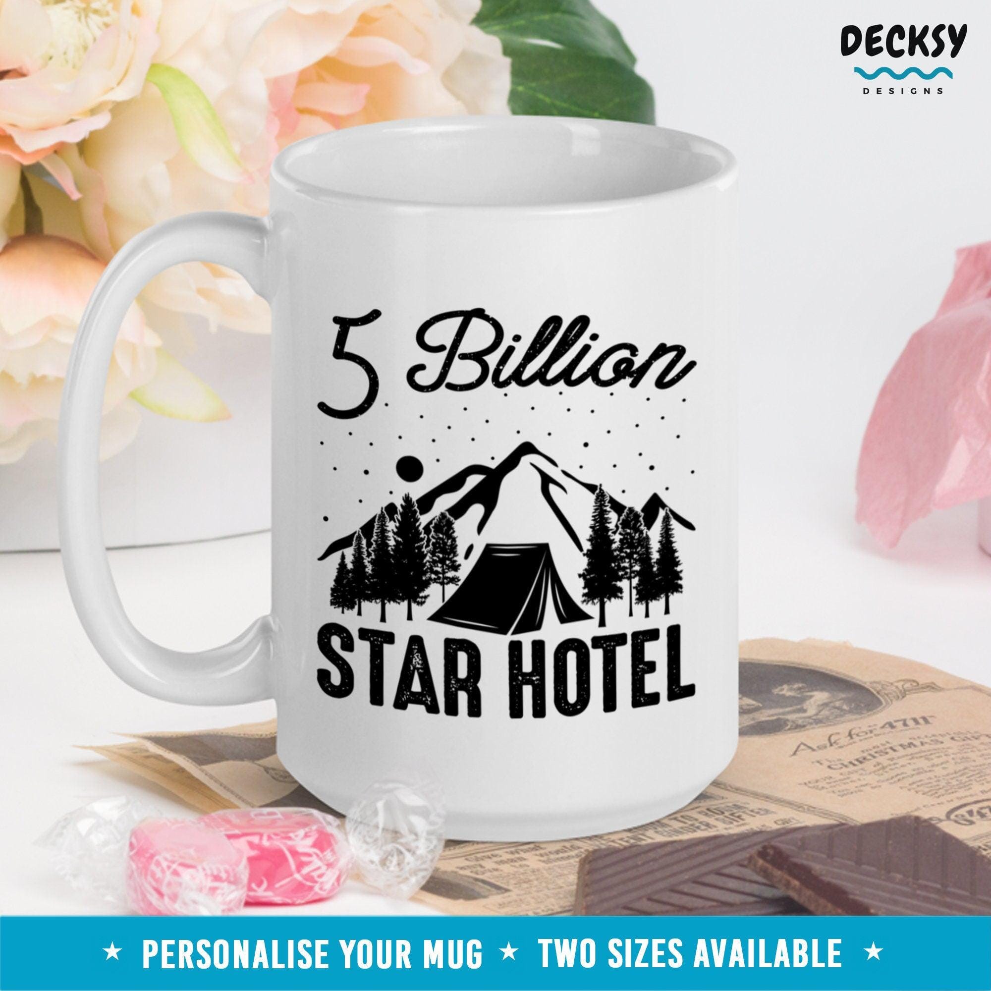 5 Billion Star Hotel Mug, Personalised Camping Gift-Home & Living:Kitchen & Dining:Drink & Barware:Drinkware:Mugs-DecksyDesigns-11 Oz-NO PERSONALISATION-DecksyDesigns