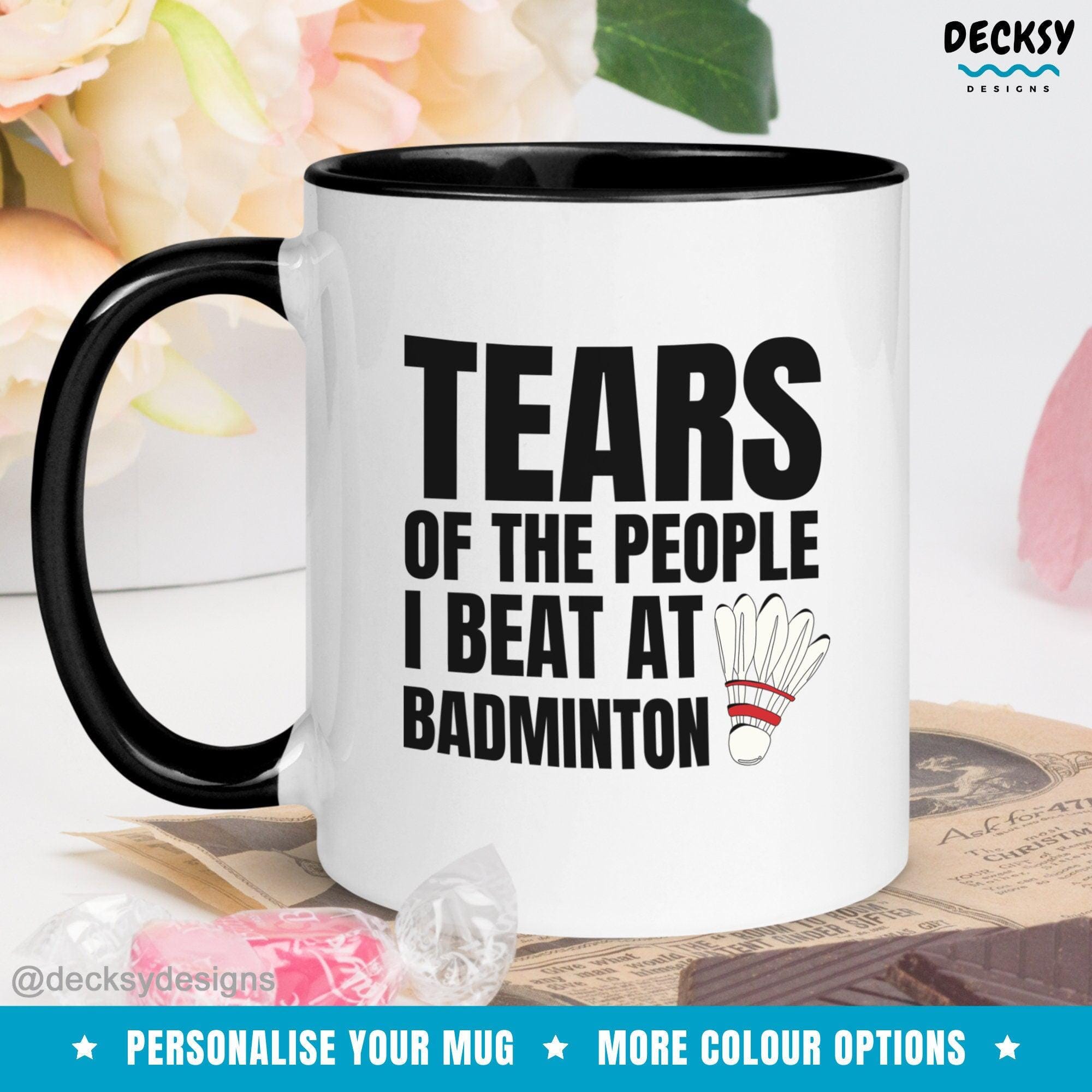 Badminton Player Mug, Custom Badminton Gift-Home & Living:Kitchen & Dining:Drink & Barware:Drinkware:Mugs-DecksyDesigns-White Mug 11 oz-NO PERSONALISATION-DecksyDesigns