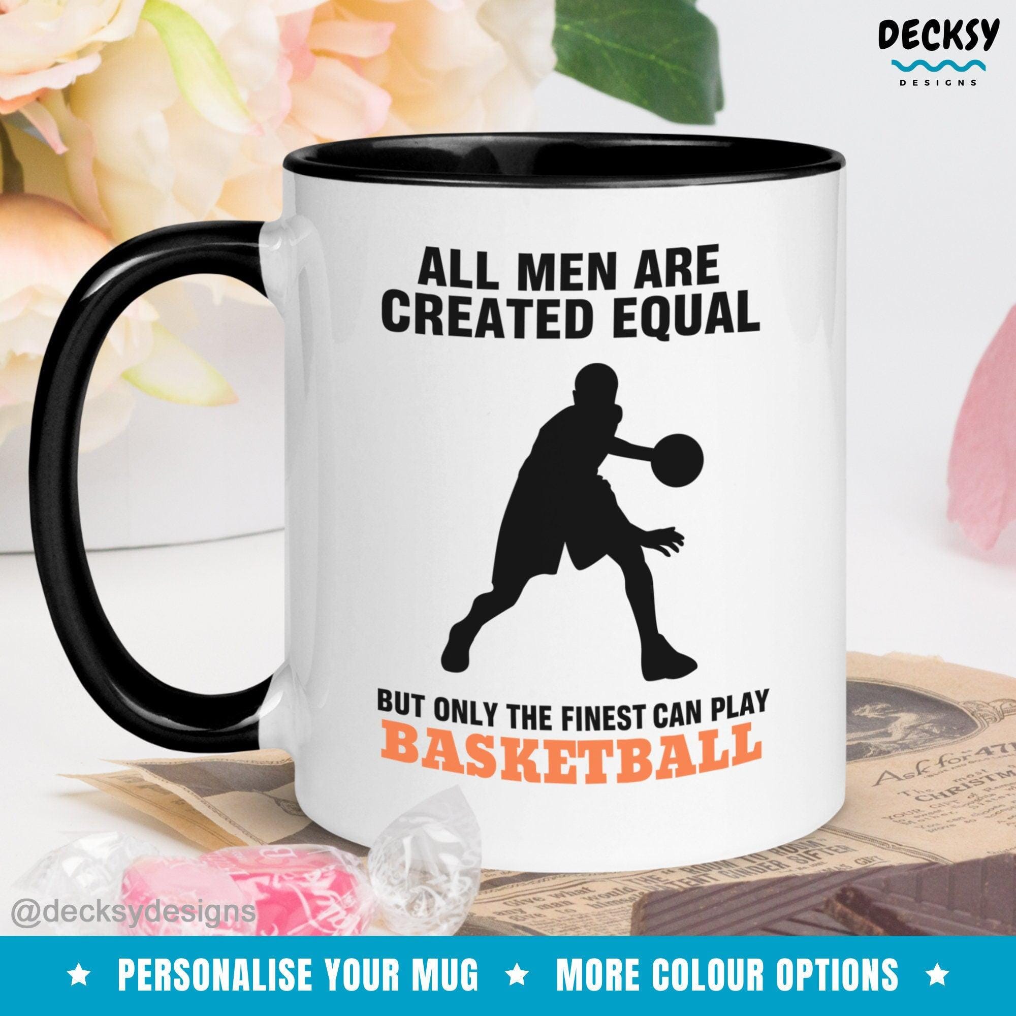 Basketball Mug For Men, Custom Basketball Team Gift-Home & Living:Kitchen & Dining:Drink & Barware:Drinkware:Mugs-DecksyDesigns-White Mug 11 oz-NO PERSONALISATION-DecksyDesigns