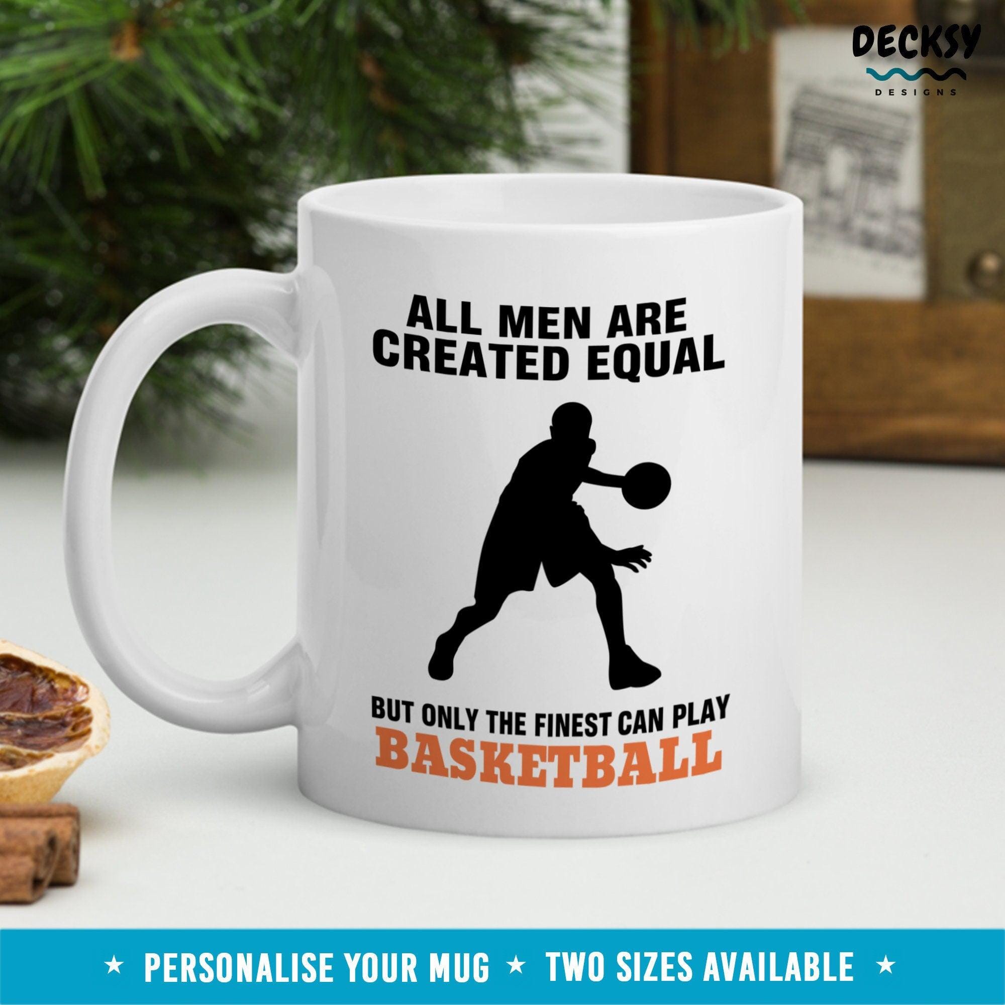 Basketball Mug For Men, Custom Basketball Team Gift-Home & Living:Kitchen & Dining:Drink & Barware:Drinkware:Mugs-DecksyDesigns-White Mug 11 oz-NO PERSONALISATION-DecksyDesigns