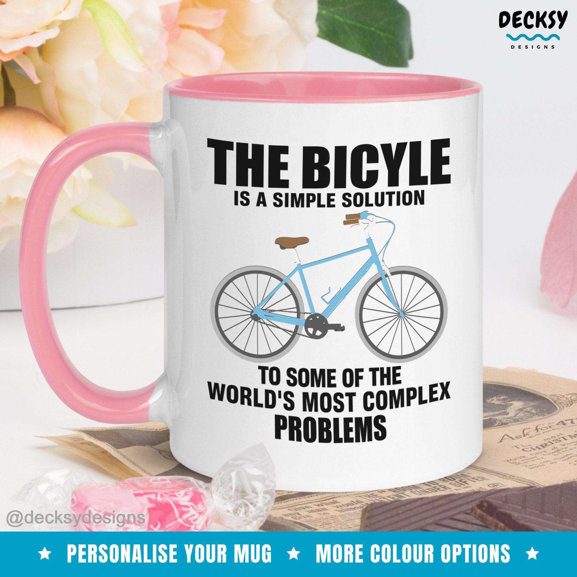 Bicycle Mug, Custom Cycling Gift-Home & Living:Kitchen & Dining:Drink & Barware:Drinkware:Mugs-DecksyDesigns-White Mug 11 oz-NO PERSONALISATION-DecksyDesigns