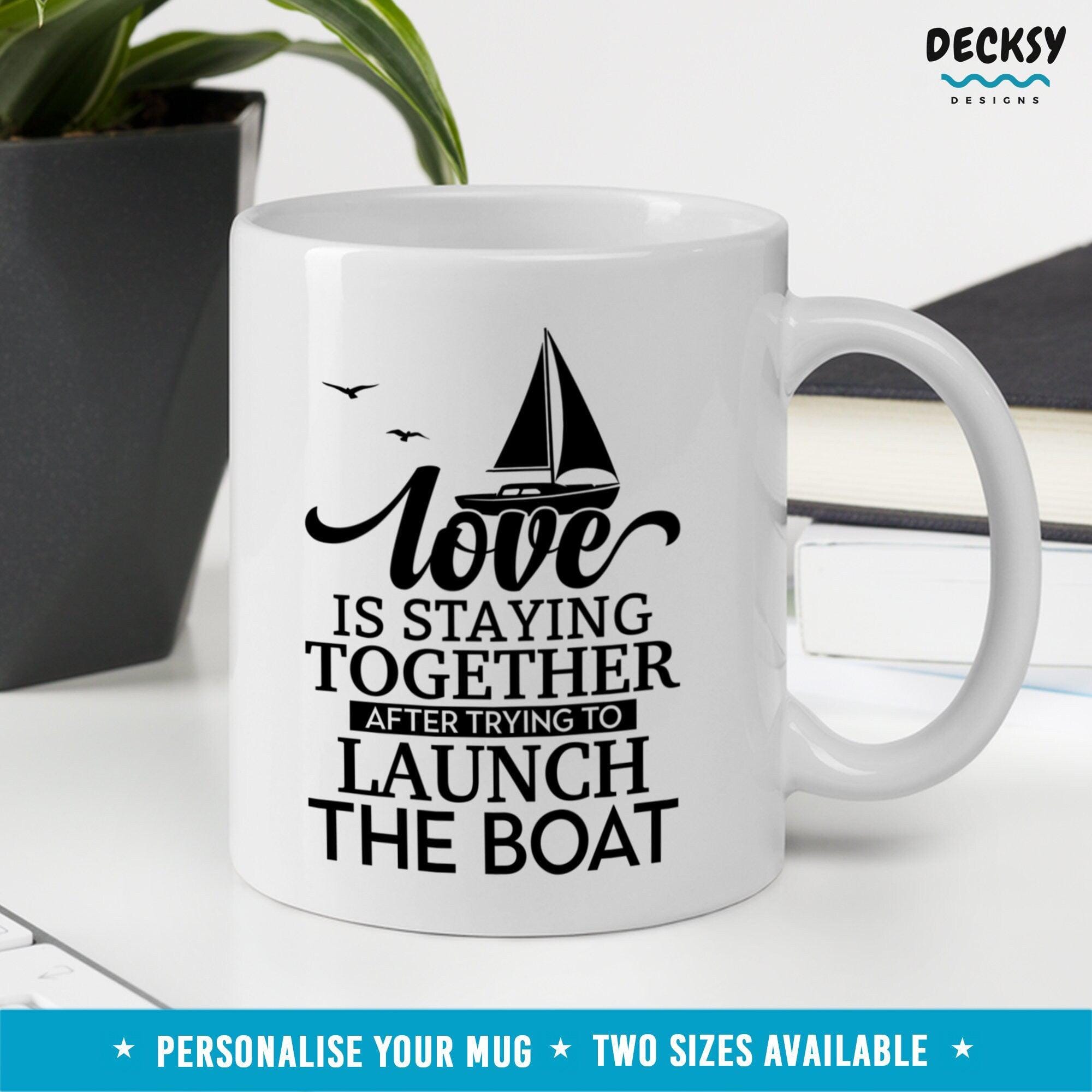 Boat Lovers Mug, Custom Sailing Gift-Home & Living:Kitchen & Dining:Drink & Barware:Drinkware:Mugs-DecksyDesigns-11 Oz-NO PERSONALISATION-DecksyDesigns