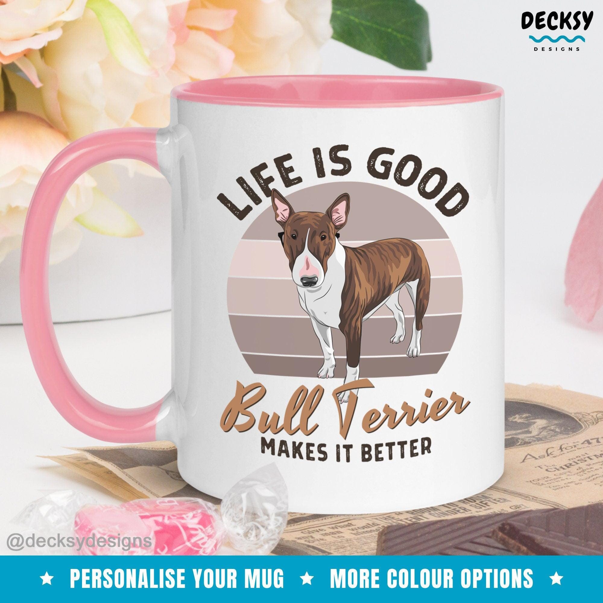 Bull Terrier Mug, Custom Dog Lover Gift-Home & Living:Kitchen & Dining:Drink & Barware:Drinkware:Mugs-DecksyDesigns-White Mug 11 oz-NO PERSONALISATION-DecksyDesigns