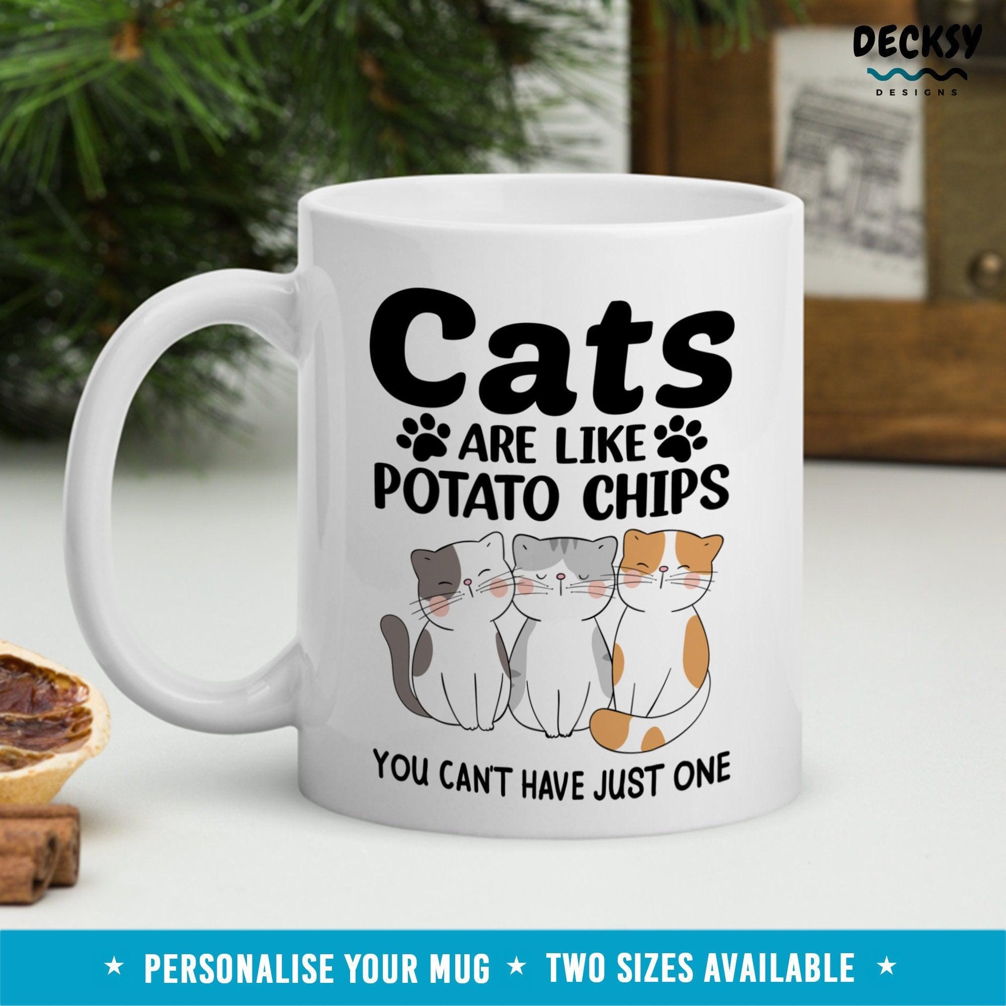 Cat Coffee Mug, Personalised Cat Gifts-Home & Living:Kitchen & Dining:Drink & Barware:Drinkware:Mugs-DecksyDesigns-White Mug 11 oz-NO PERSONALISATION-DecksyDesigns