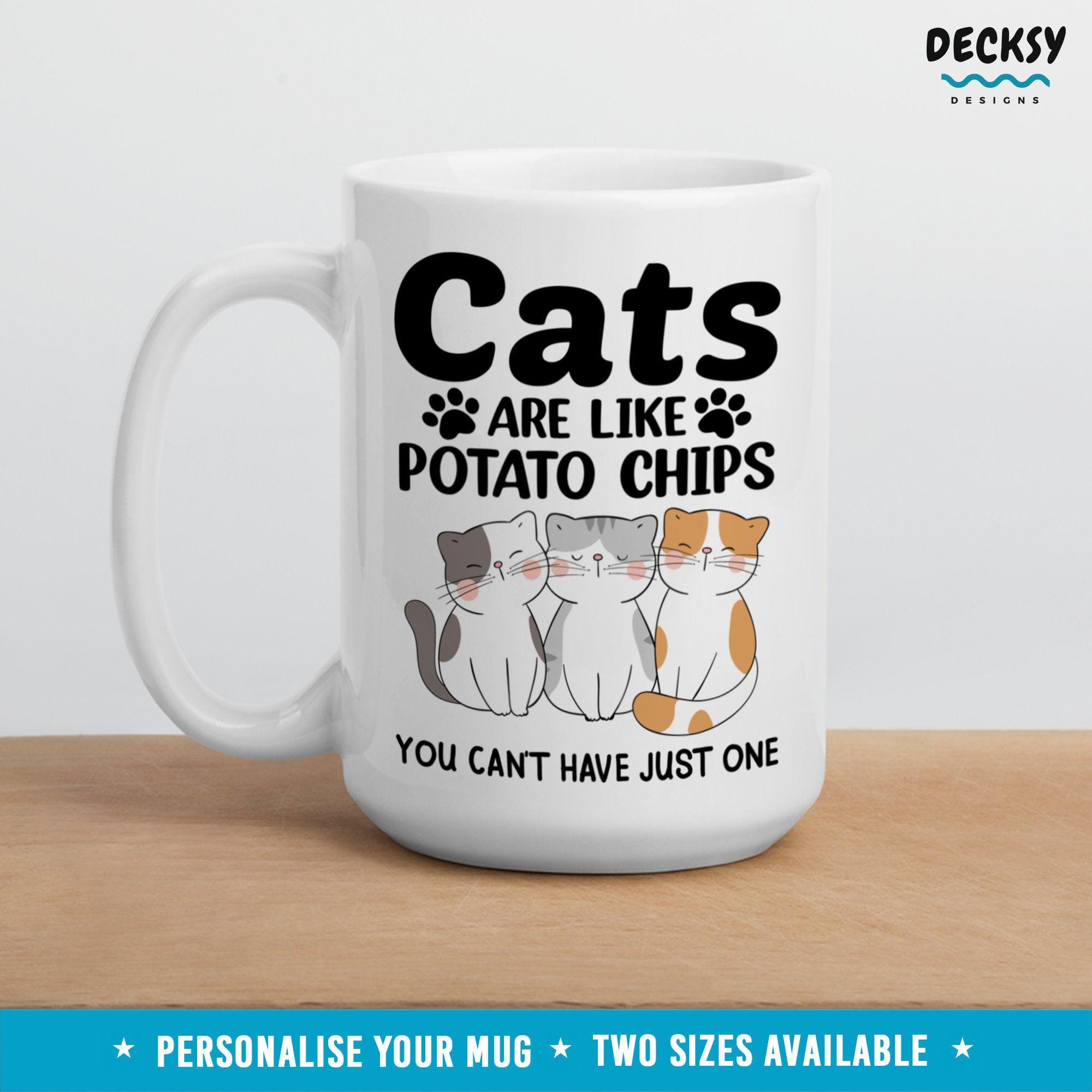 Cat Coffee Mug, Personalised Cat Gifts-Home & Living:Kitchen & Dining:Drink & Barware:Drinkware:Mugs-DecksyDesigns-White Mug 11 oz-NO PERSONALISATION-DecksyDesigns